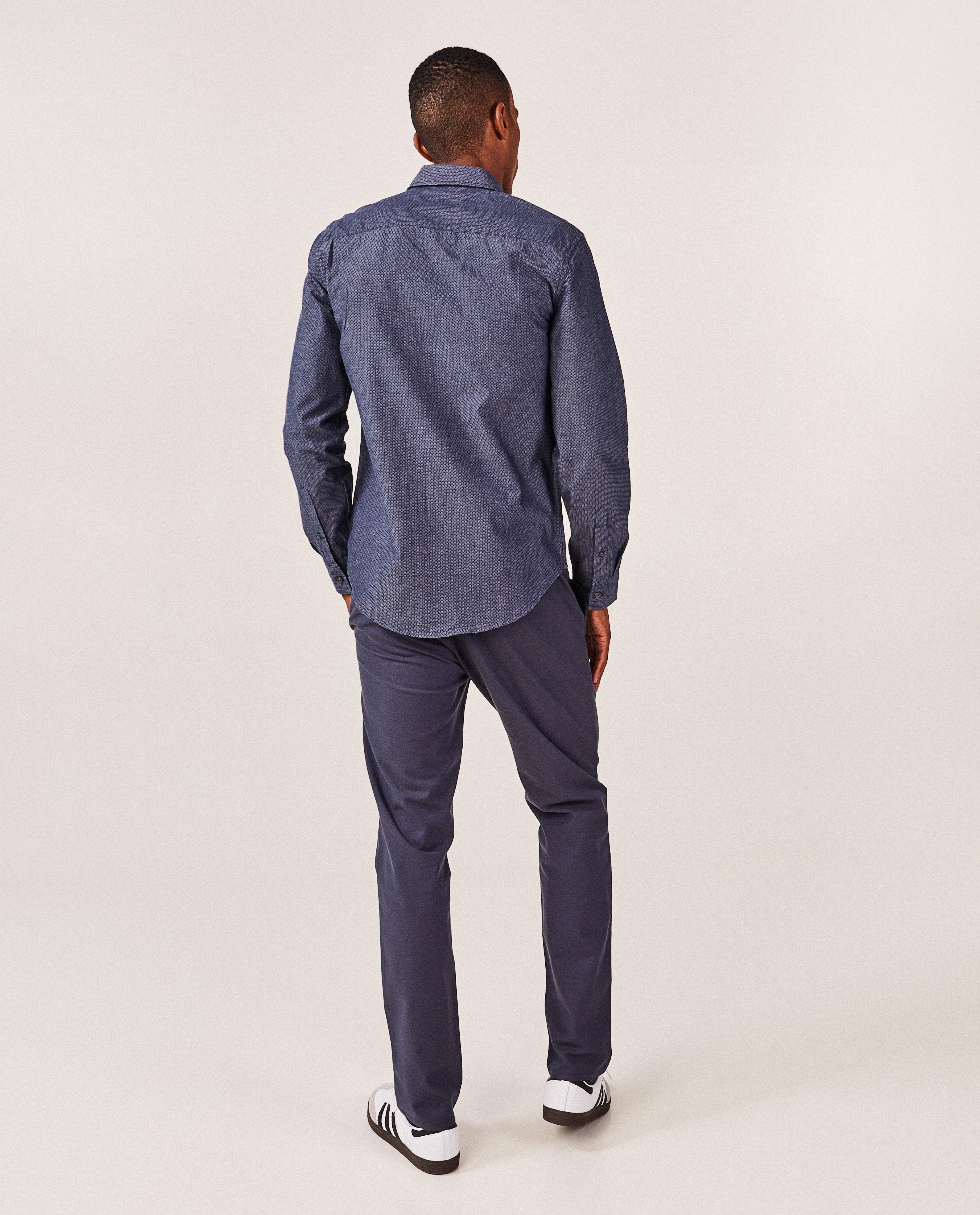 Hemden - Blauw hemd met microprint, slim fit