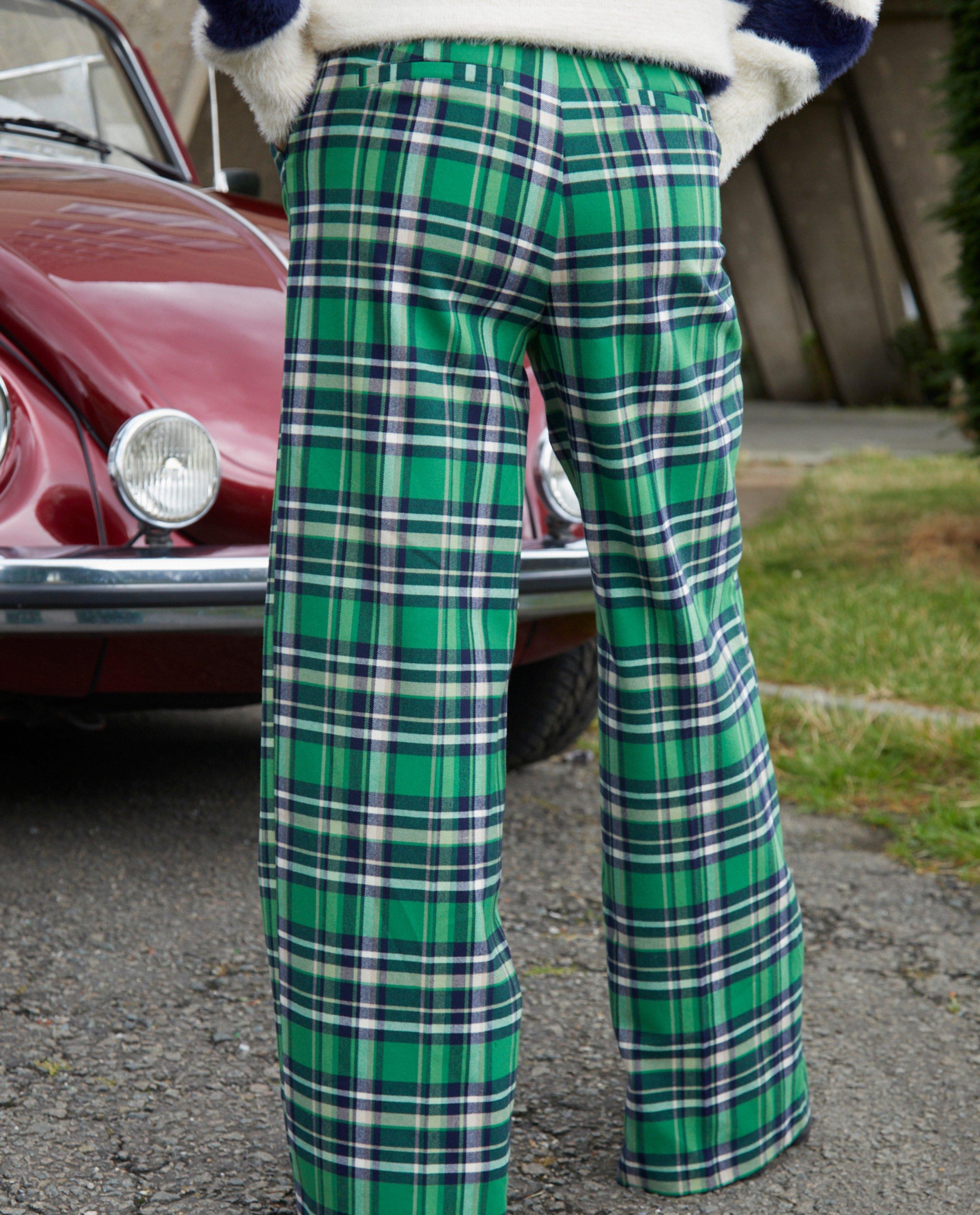 Pantalon en flanelle à carreaux, coupe à jambes larges - null - Kim Van Oncen