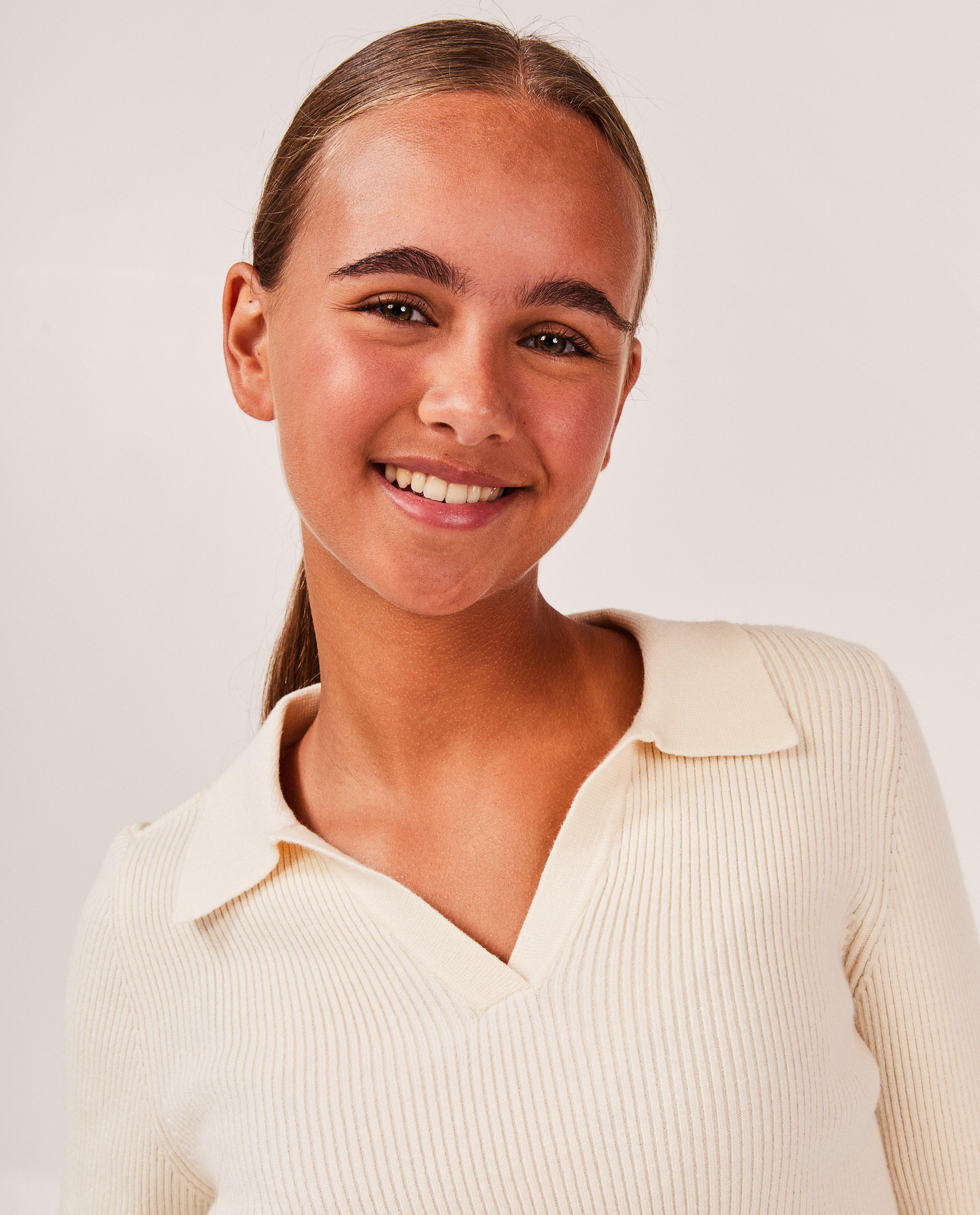 Truien - Beige trui met rib