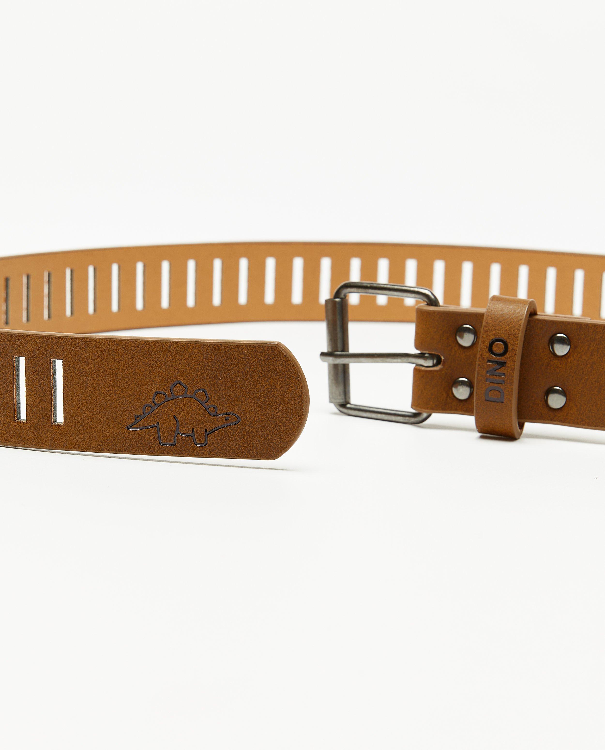 Riemen - Bruine riem met dinoprint
