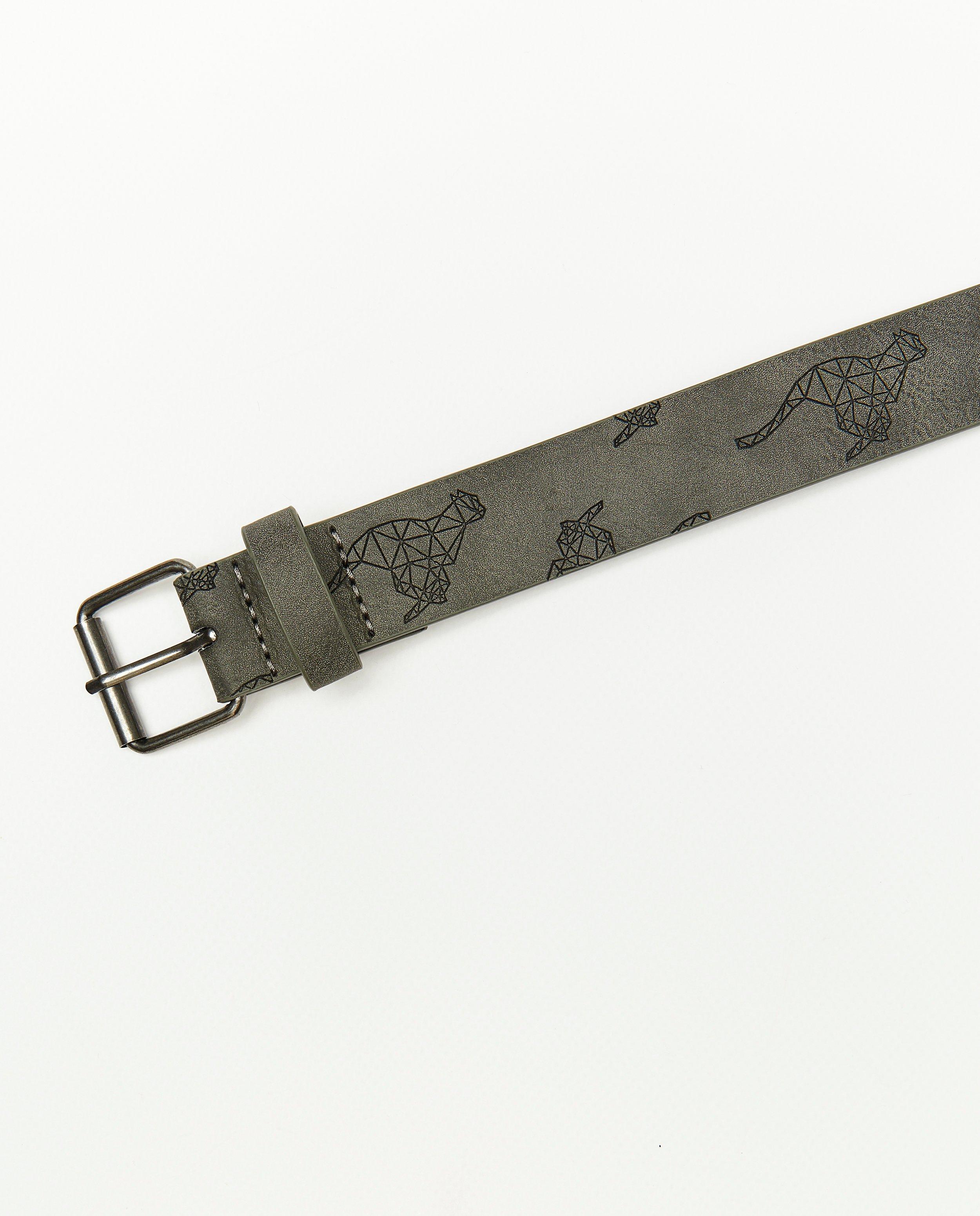 Riemen - Donkergroene riem met print
