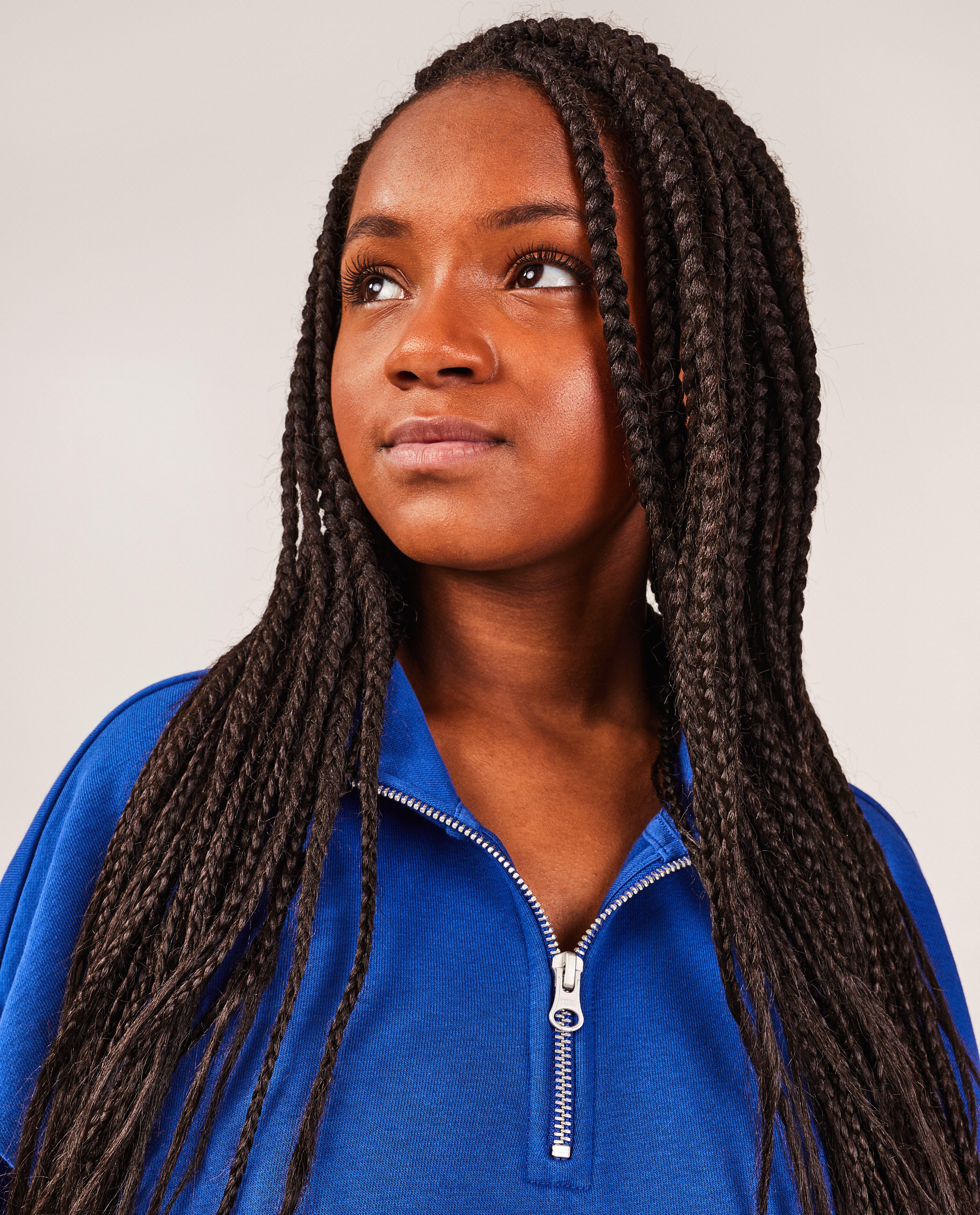 Sweats - Sweat bleu avec une courte fermeture à glissière
