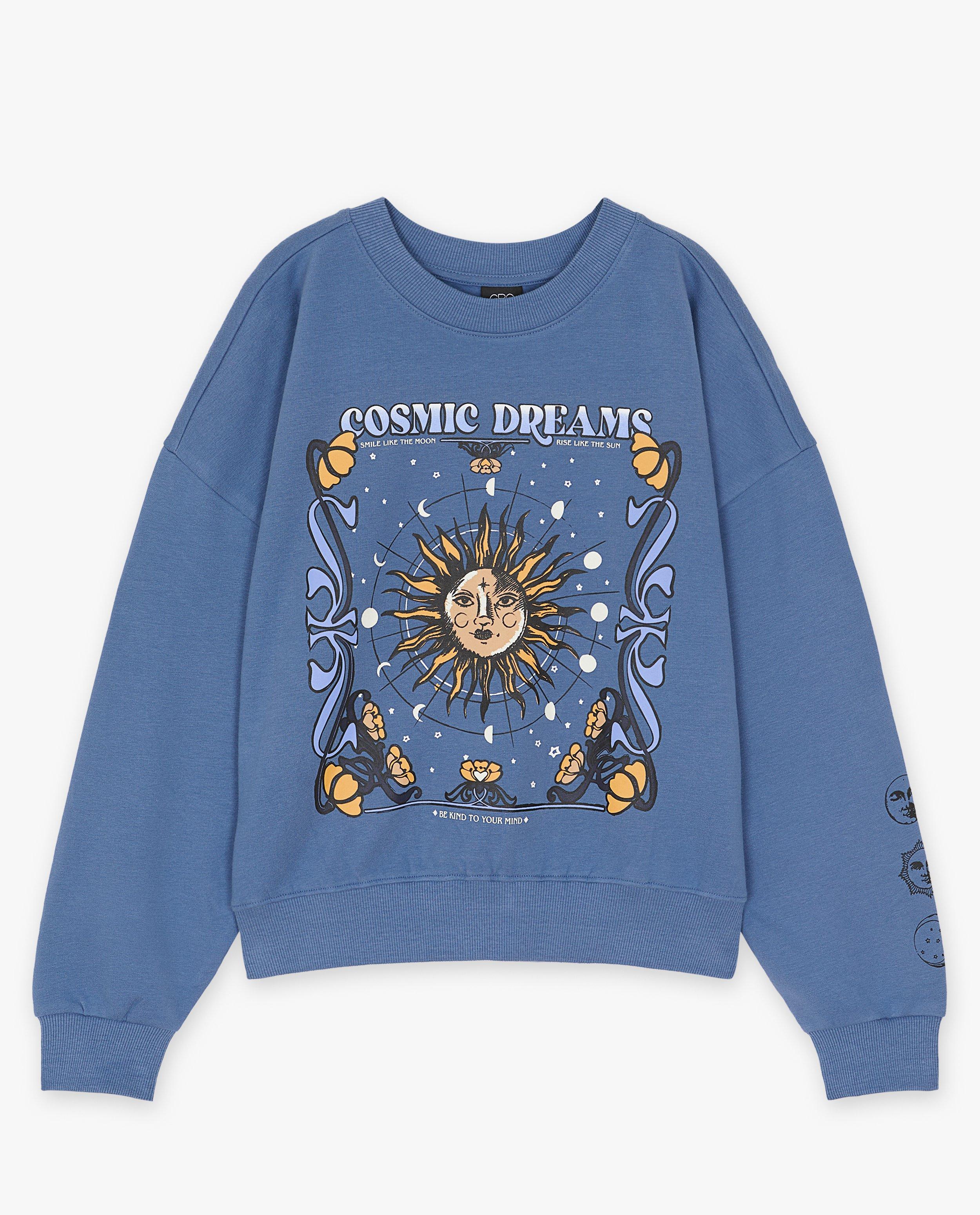 Blauwe sweater met print - Product Detail - donkerblauw - afbeelding nummer 5