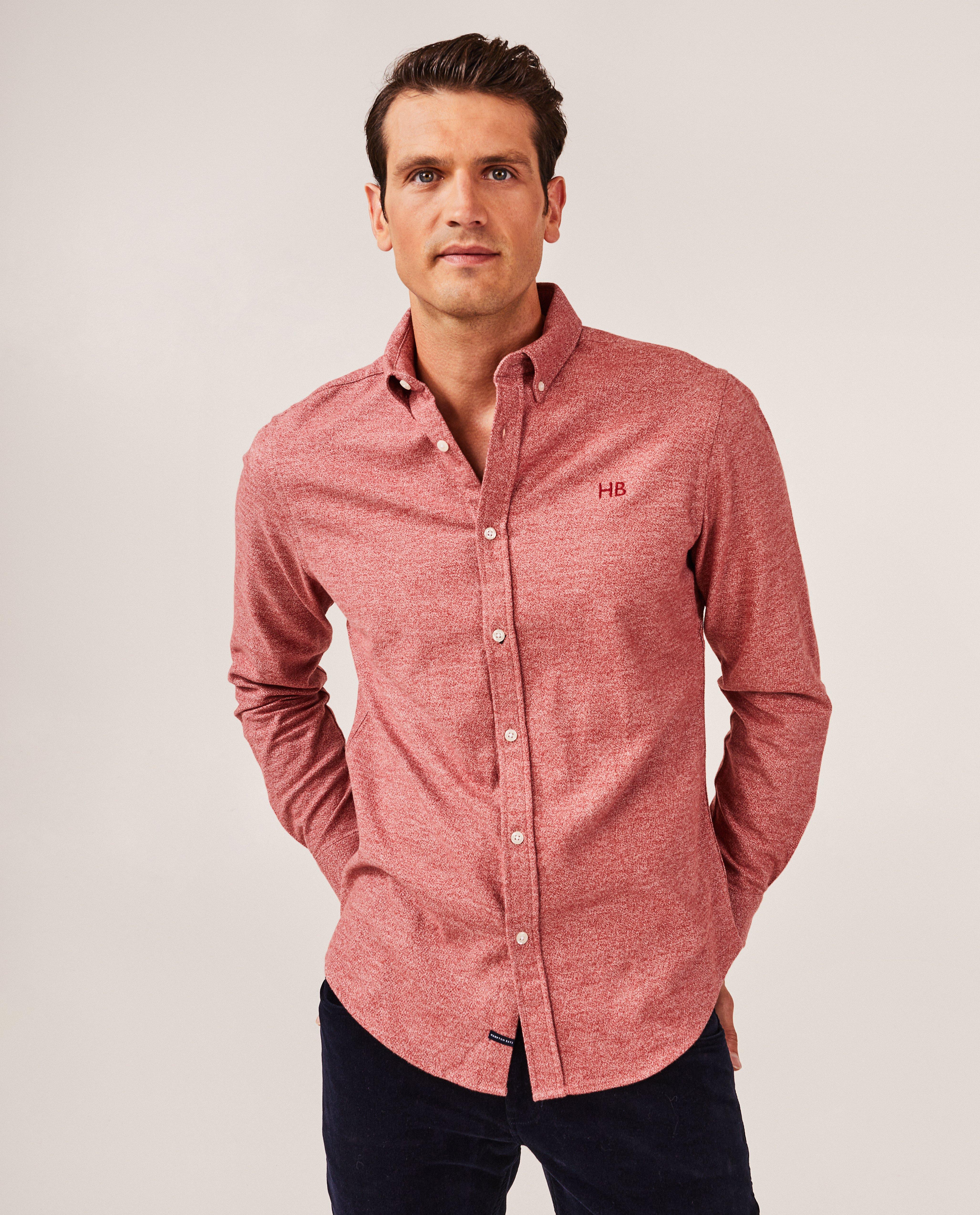 Hemden - Roze flanellen hemd, slim fit