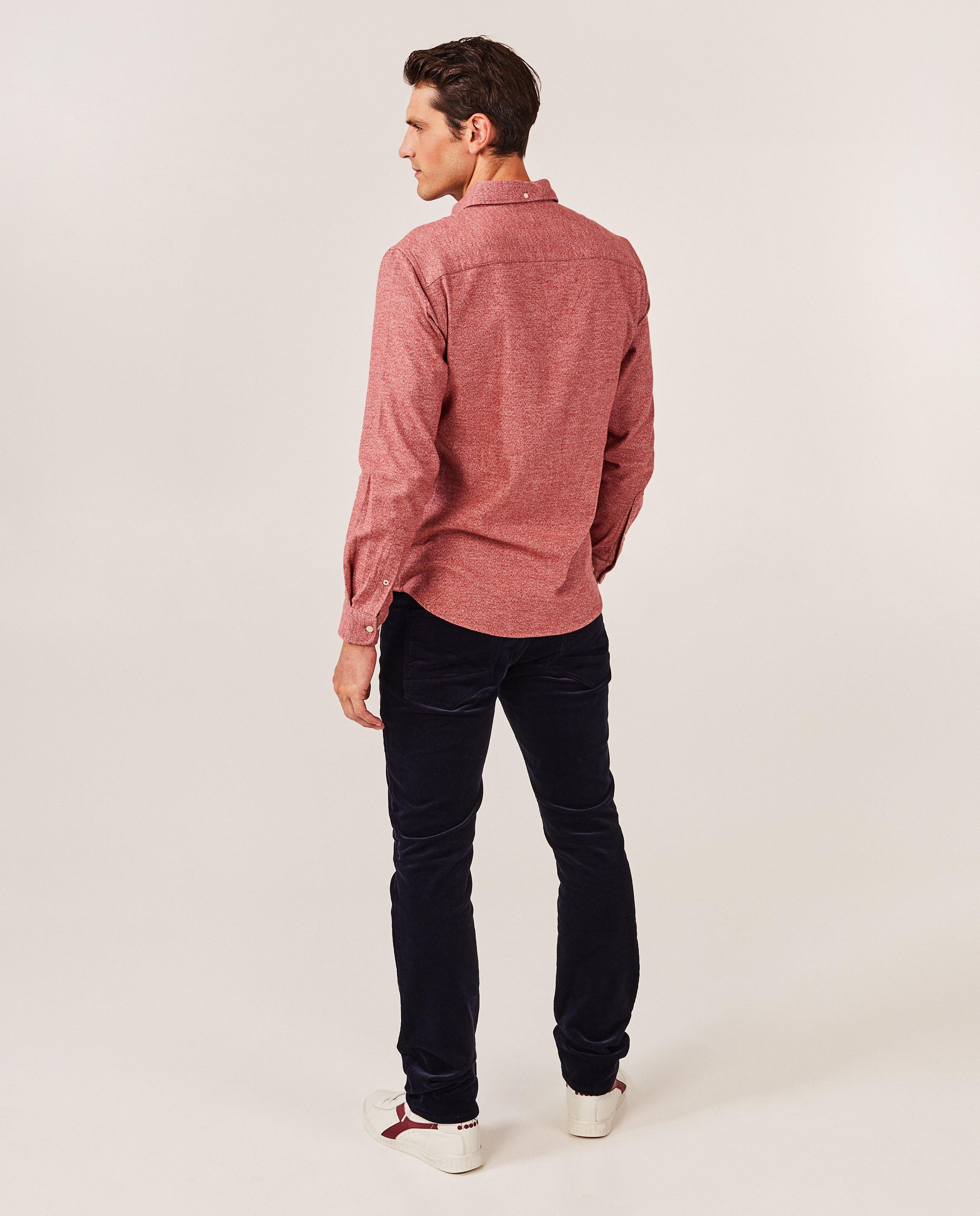 Hemden - Roze flanellen hemd, slim fit