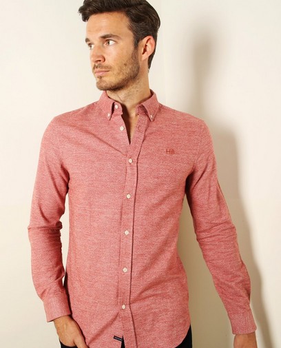 Roze flanellen hemd, slim fit