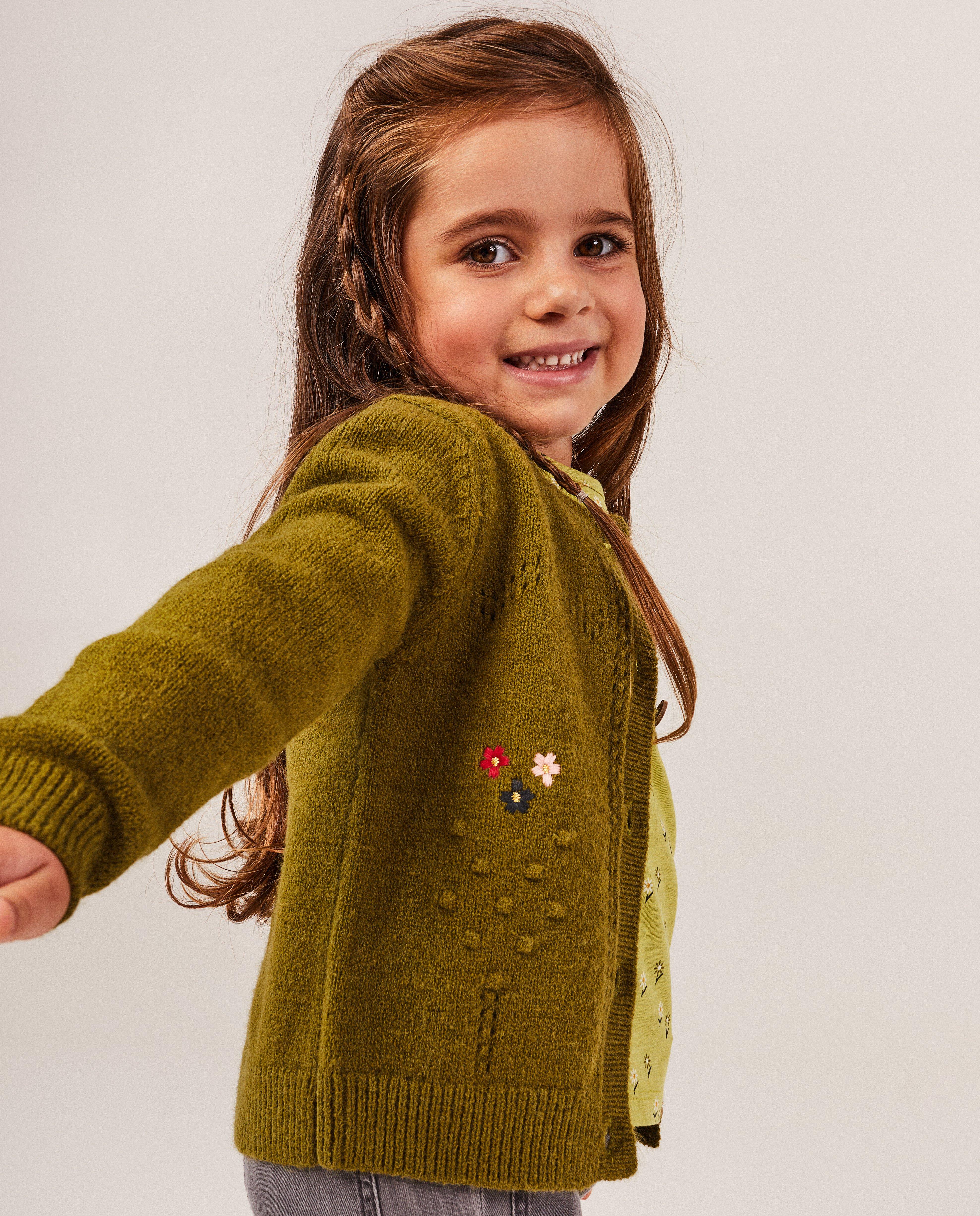 Cardigan - Donkergroene cardigan met reliëf