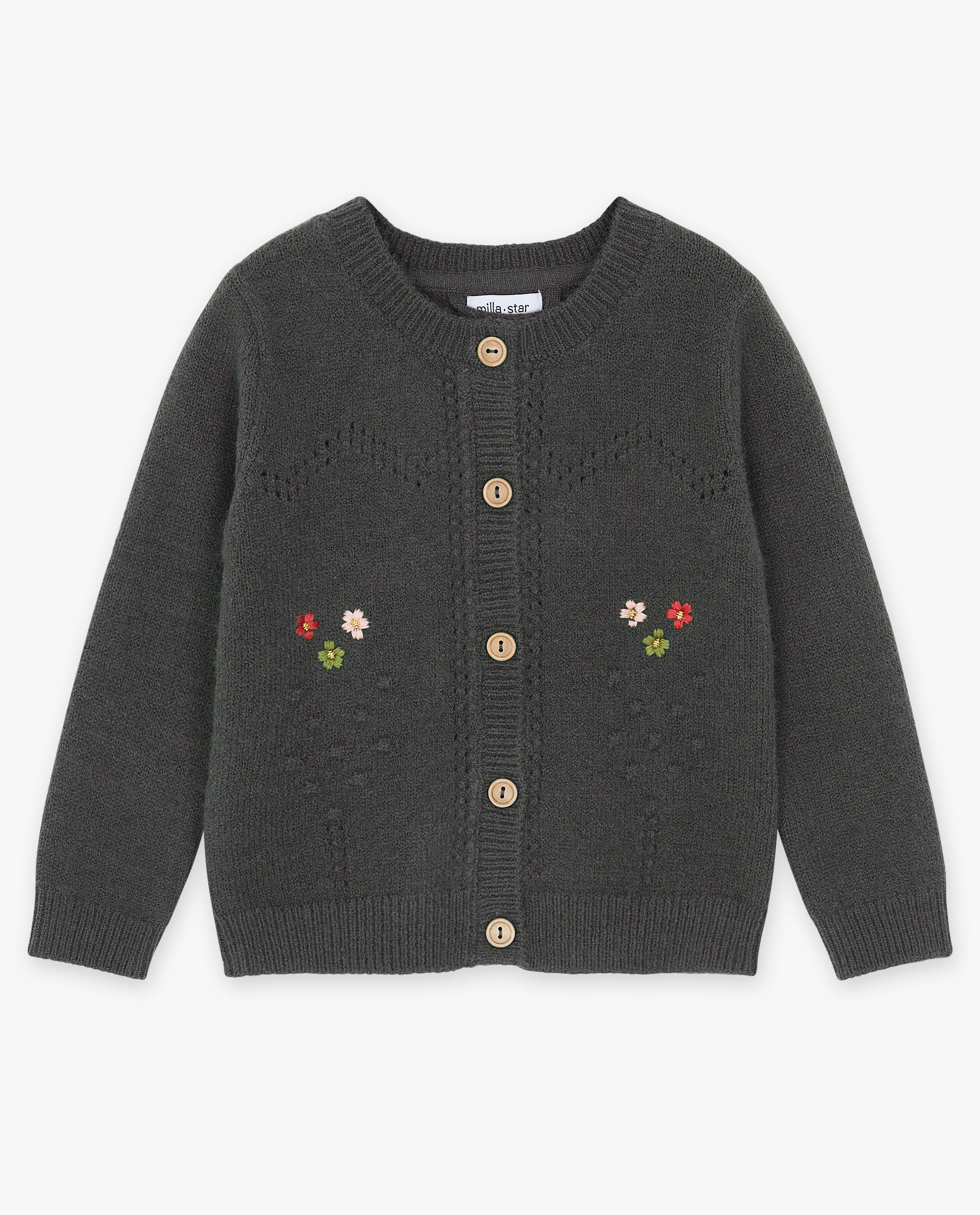 Cardigan - Donkergroene cardigan met reliëf