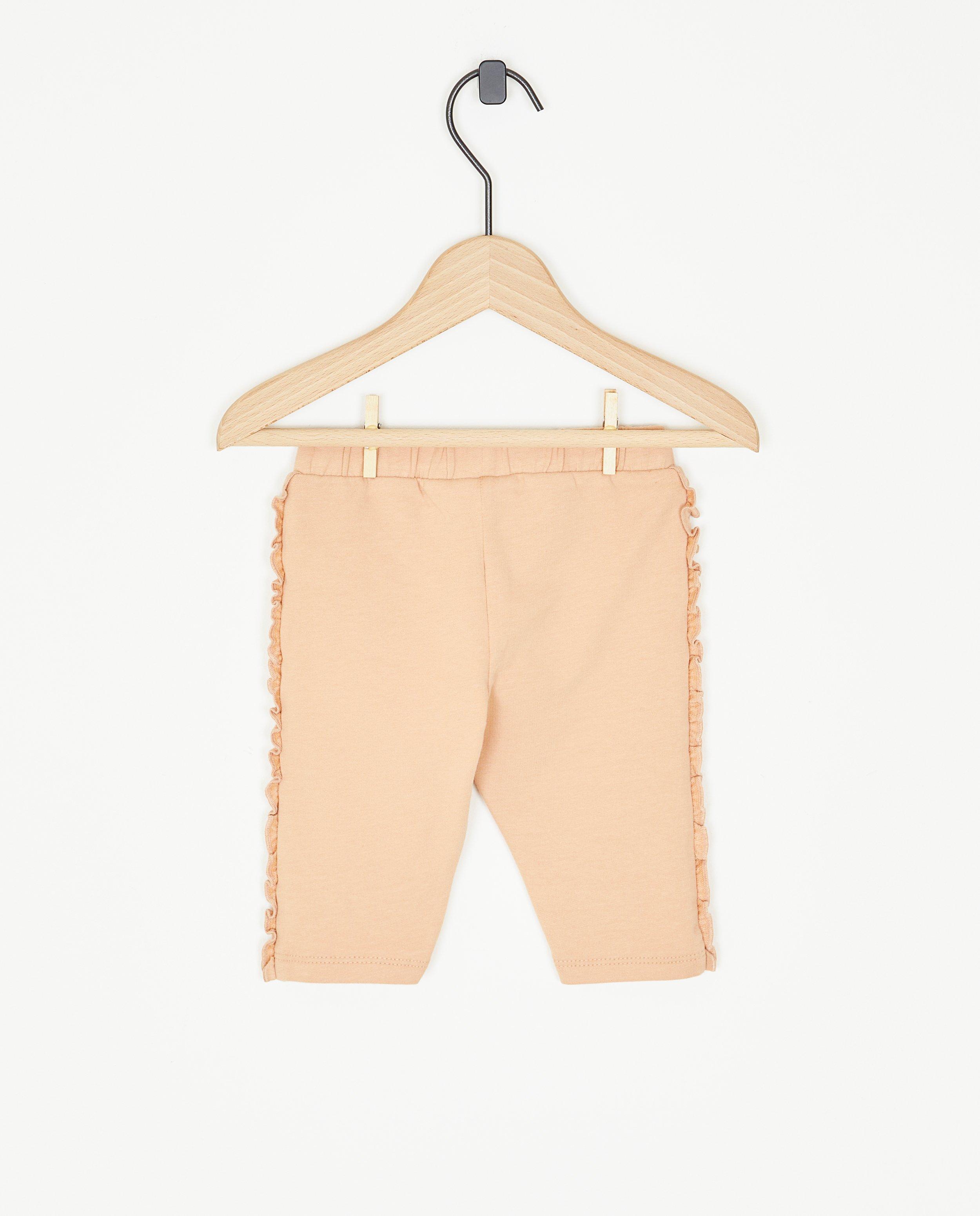 Broeken - Roze broek met rucheboordjes