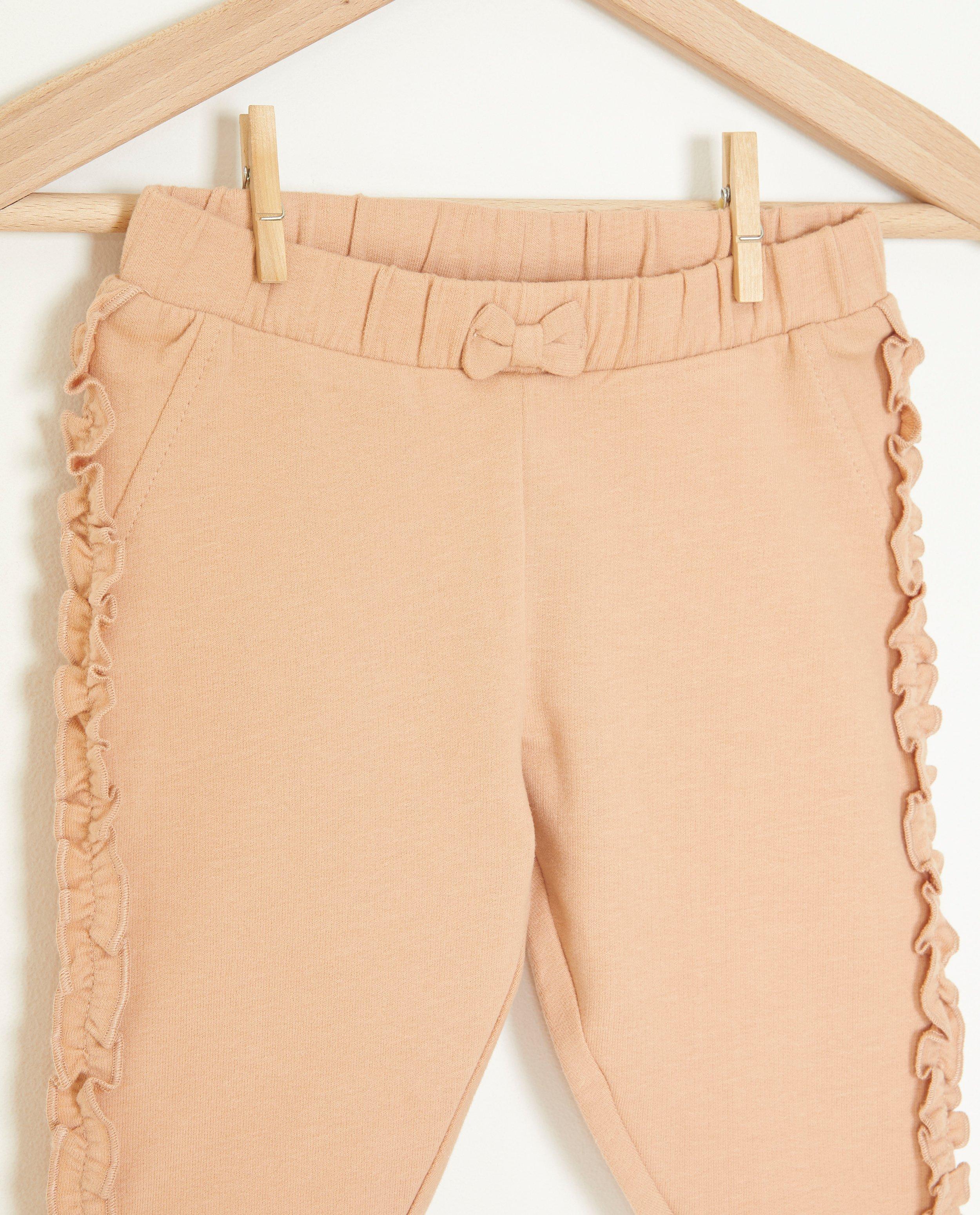 Broeken - Roze broek met rucheboordjes