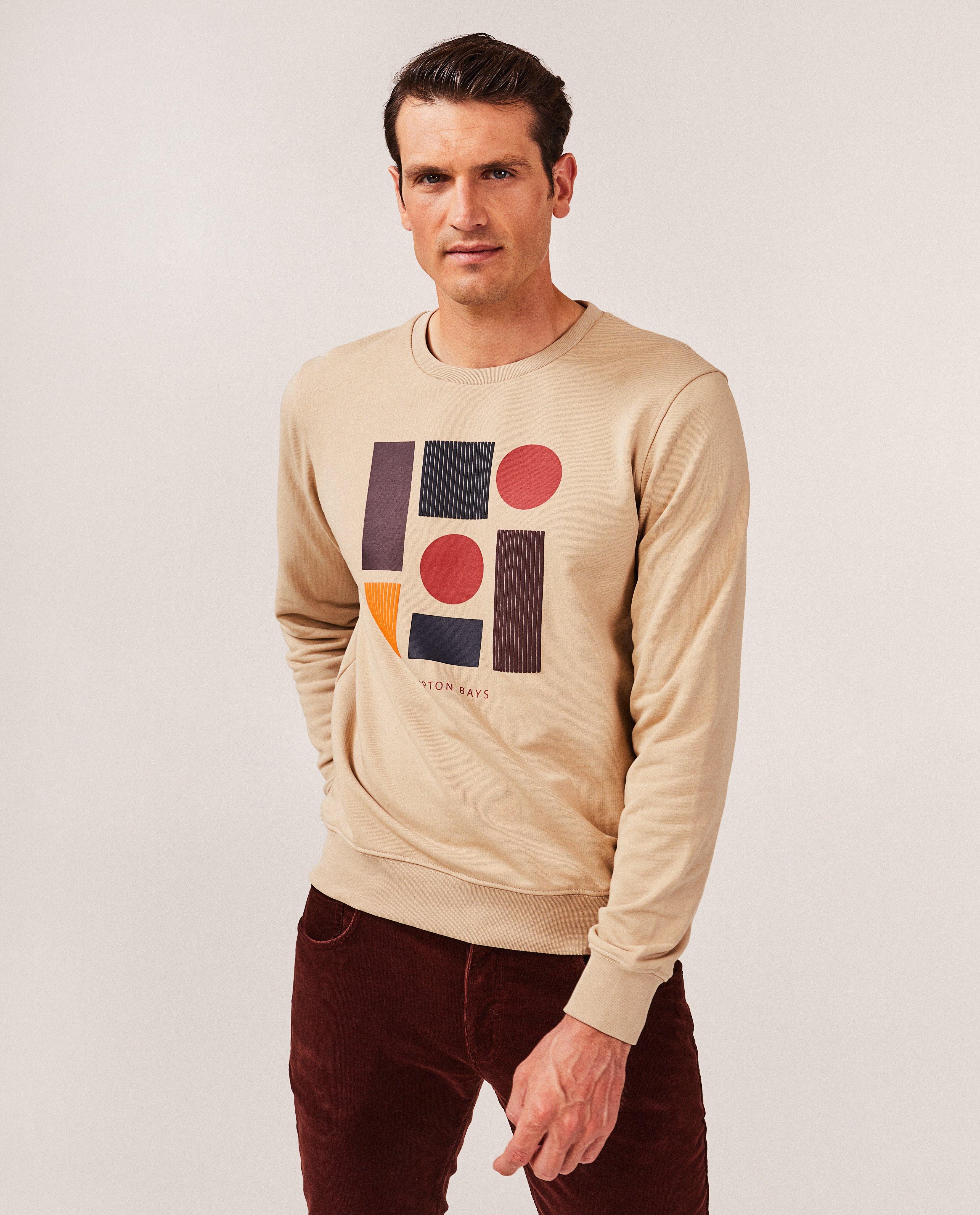 Sweaters - Beige sweater met reliëfprint