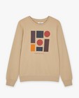 Sweaters - Beige sweater met reliëfprint