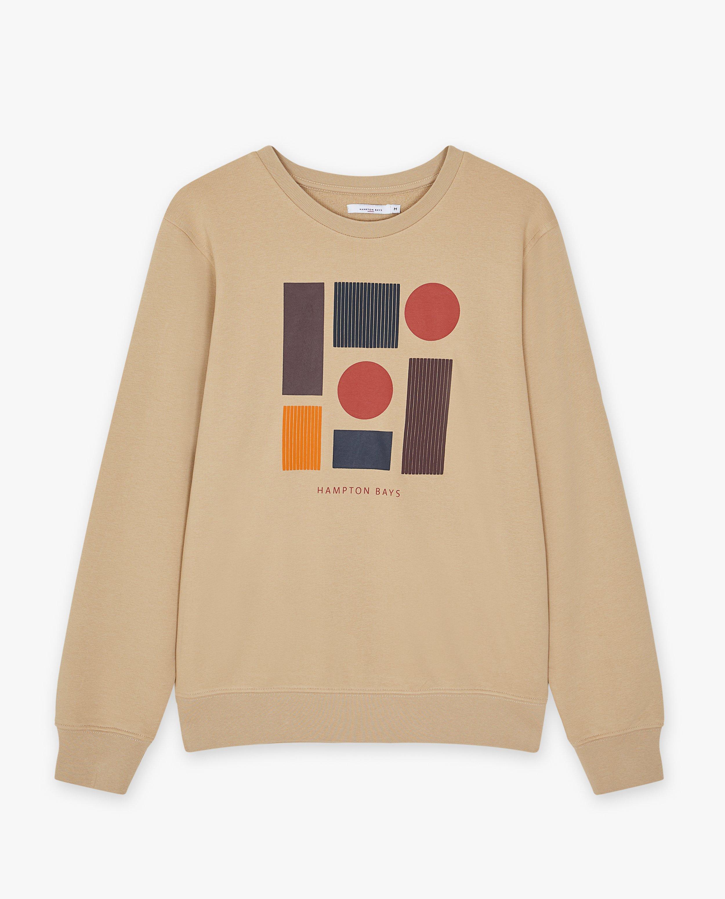 Sweaters - Beige sweater met reliëfprint