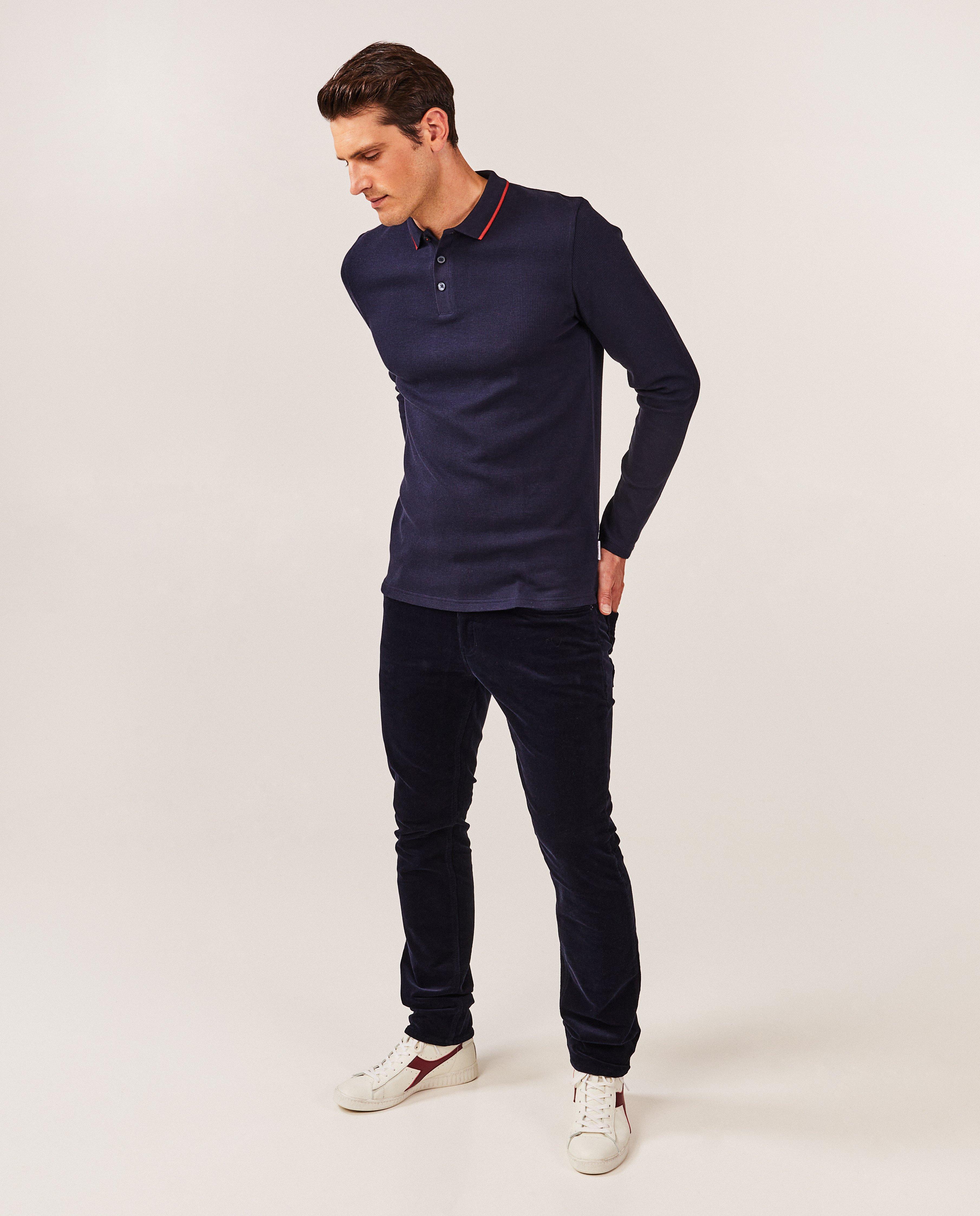 Donkerblauwe polo met wafelpatroon - null - Hampton Bays