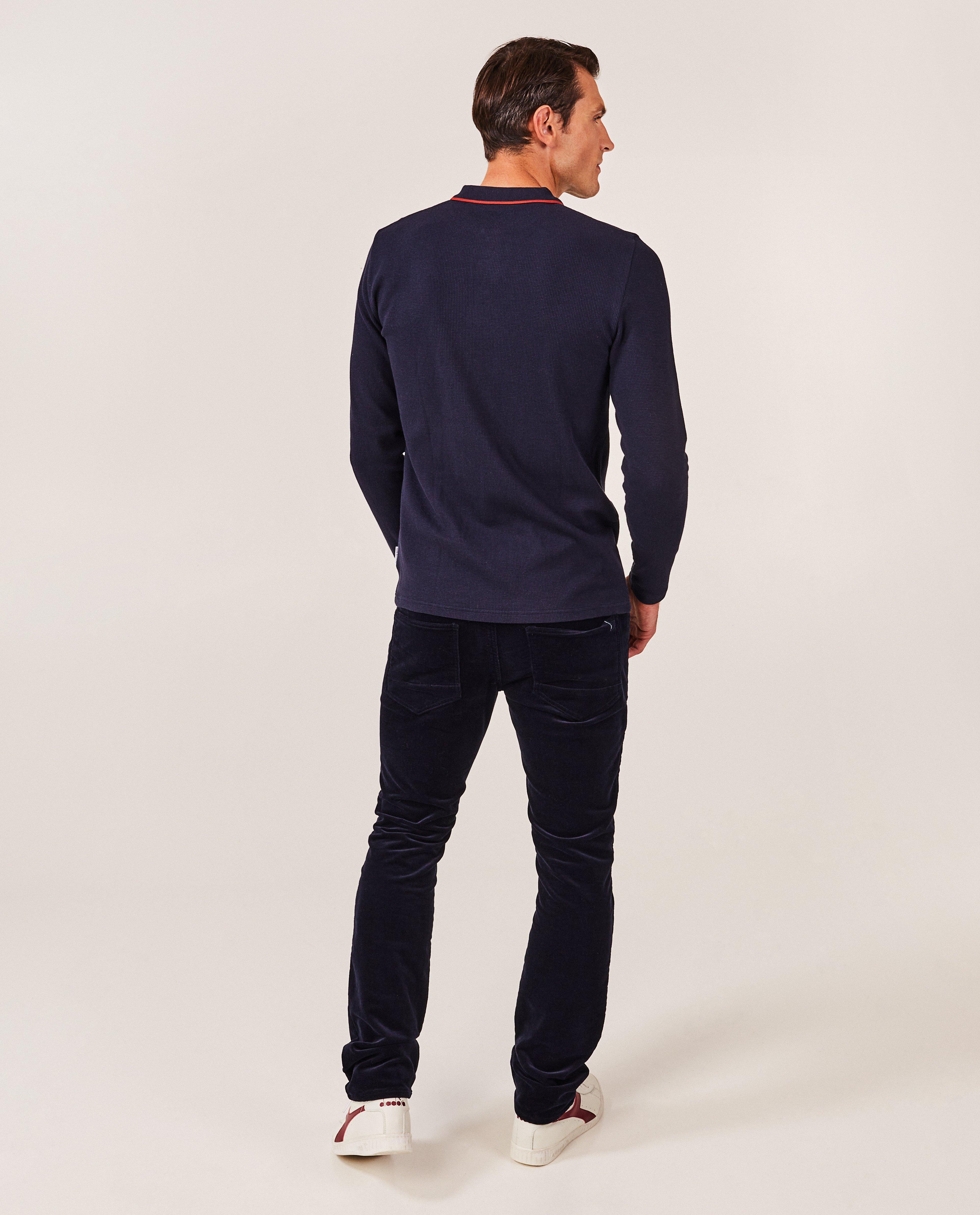 Polo's - Donkerblauwe polo met wafelpatroon