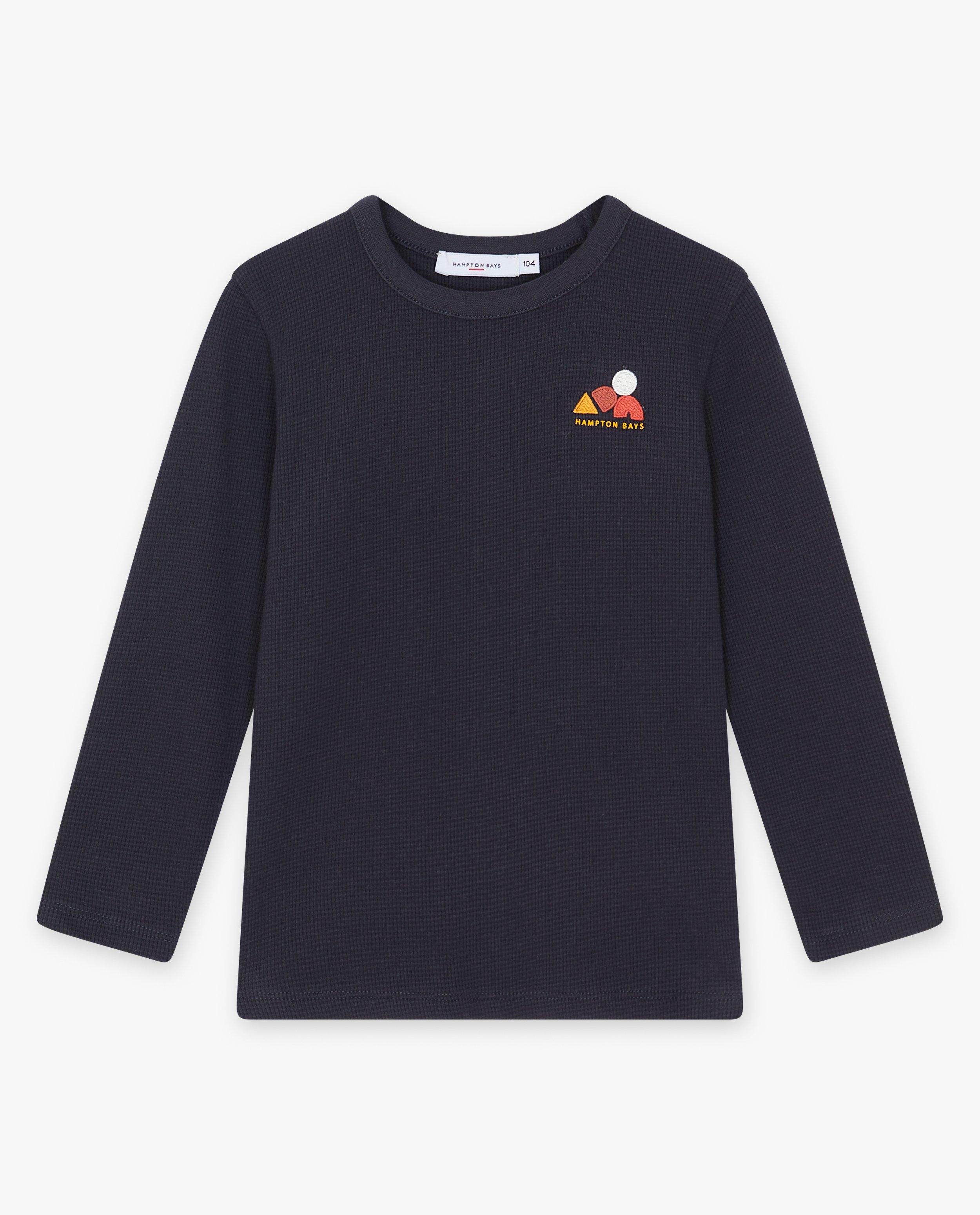 T-shirts - Longsleeve met wafelpatroon