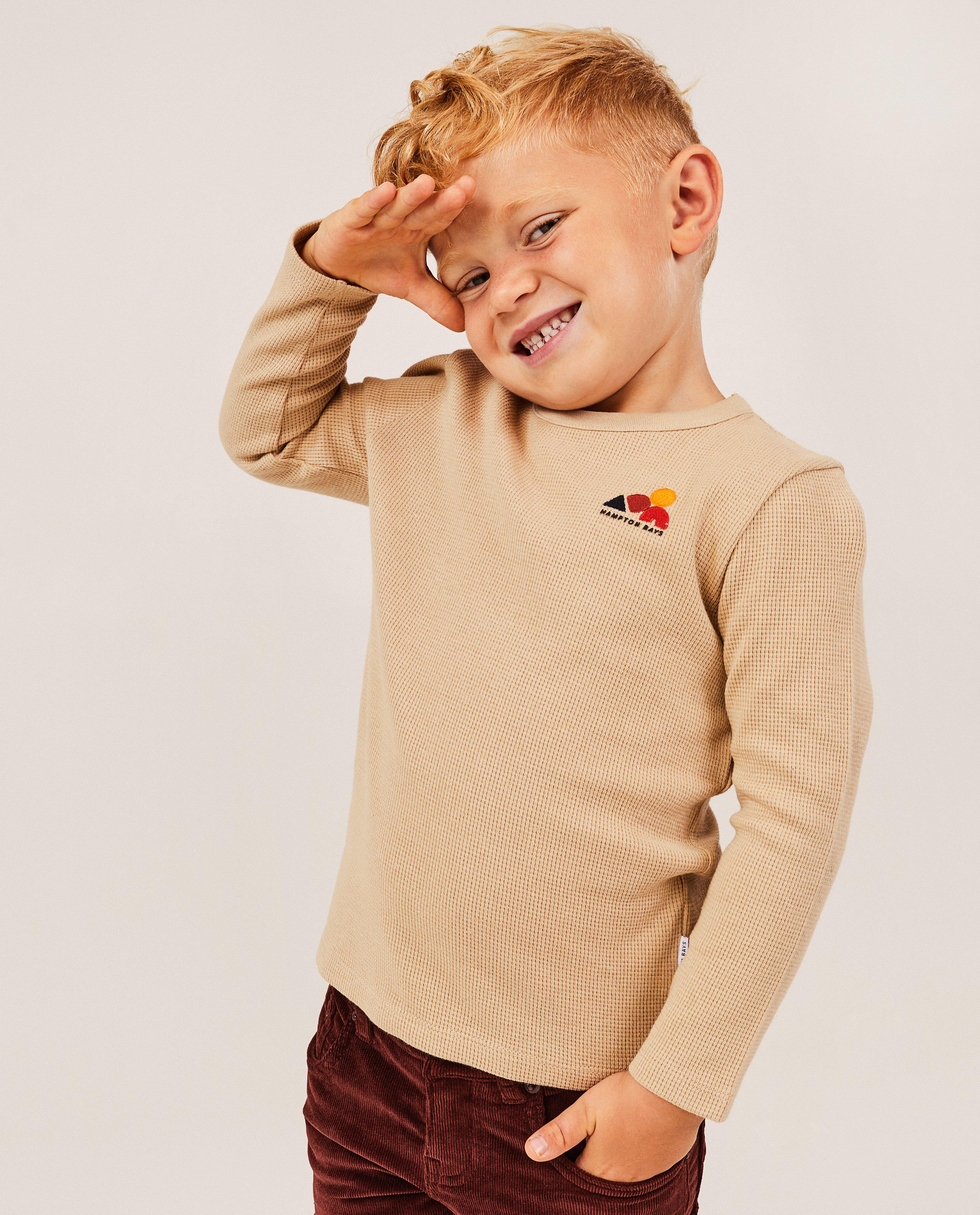 T-shirts - Longsleeve met wafelpatroon