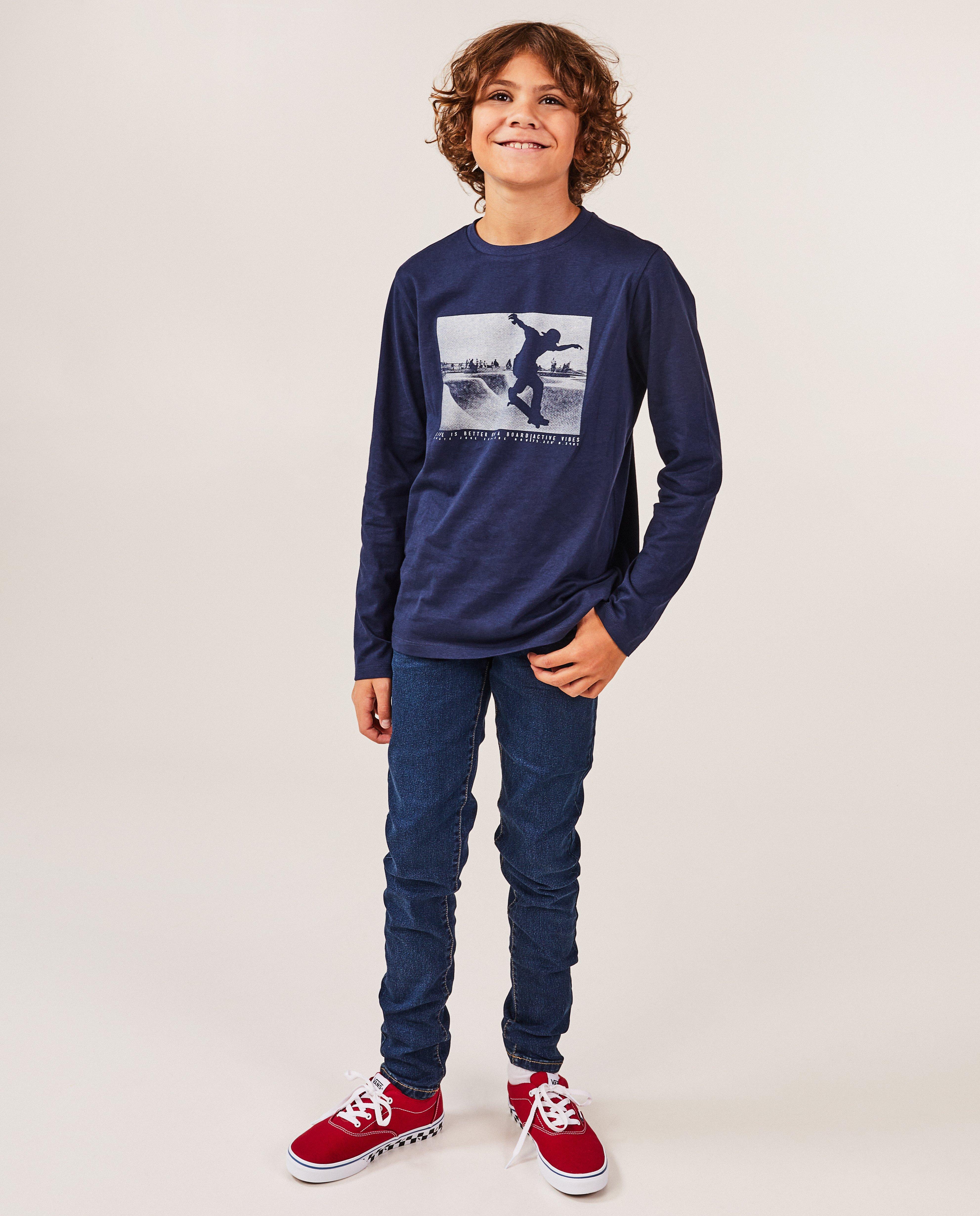 Donkerblauwe longsleeve met print - null - Besties