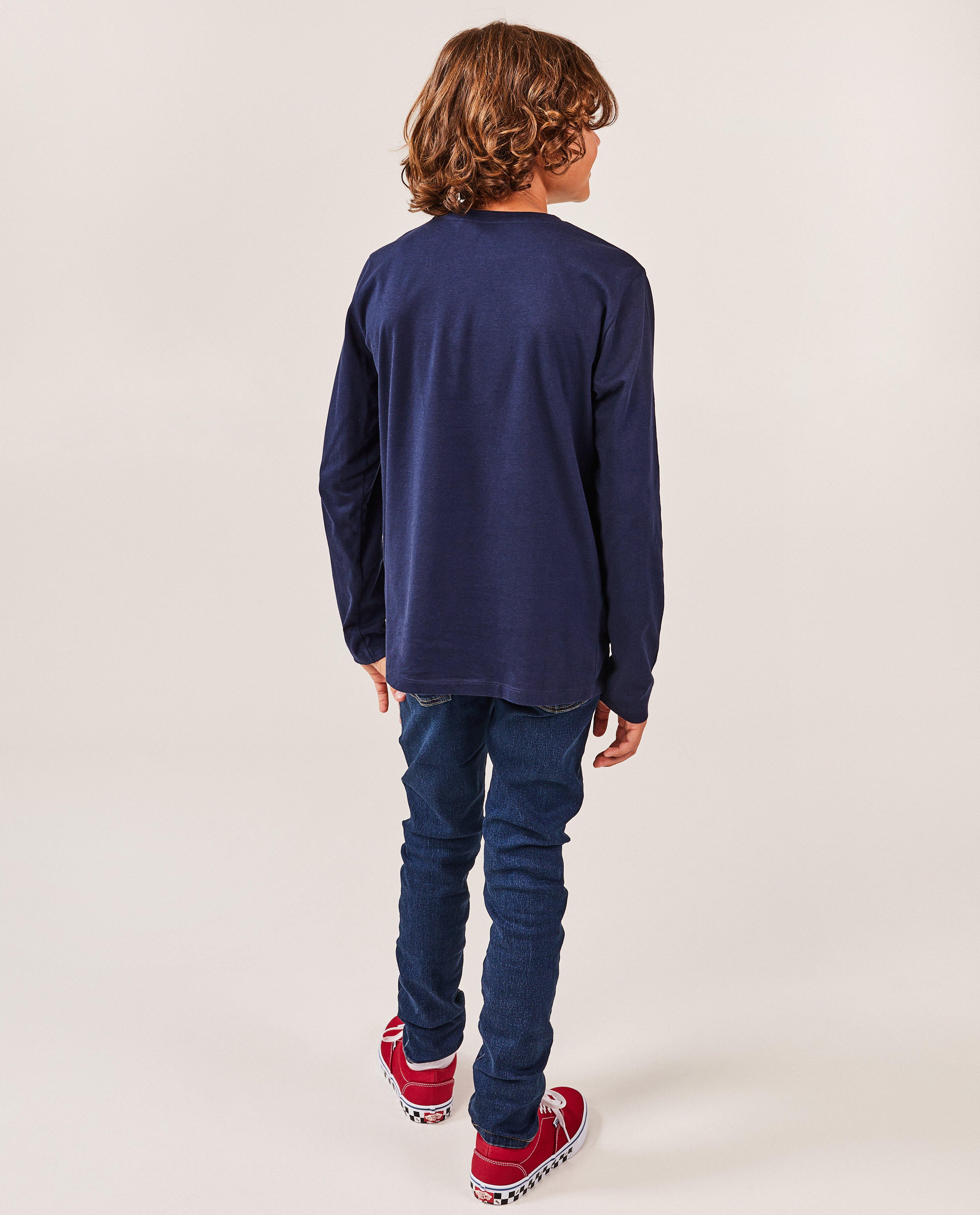 T-shirts - Donkerblauwe longsleeve met print