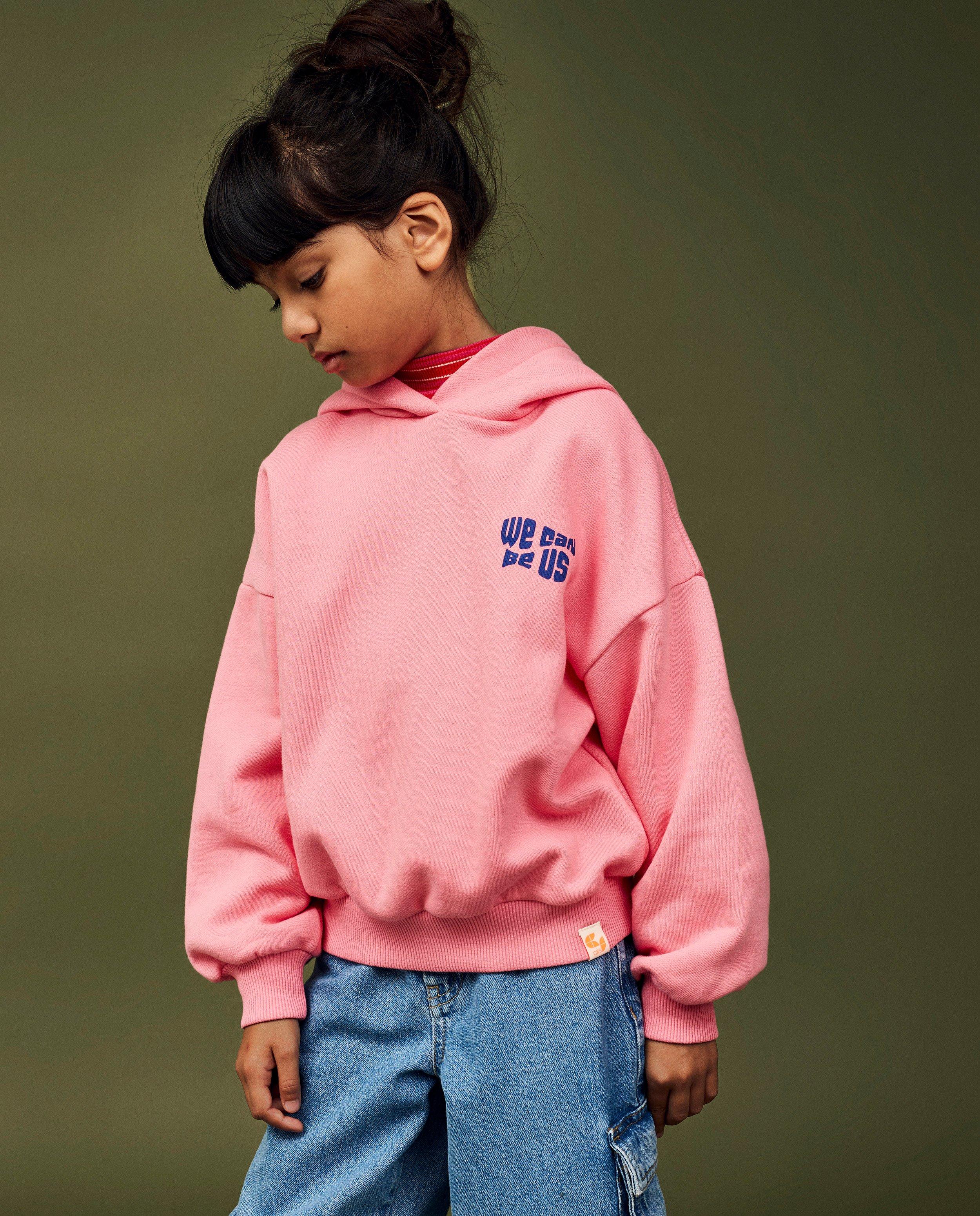 Sweaters - Roze hoodie met opschrift