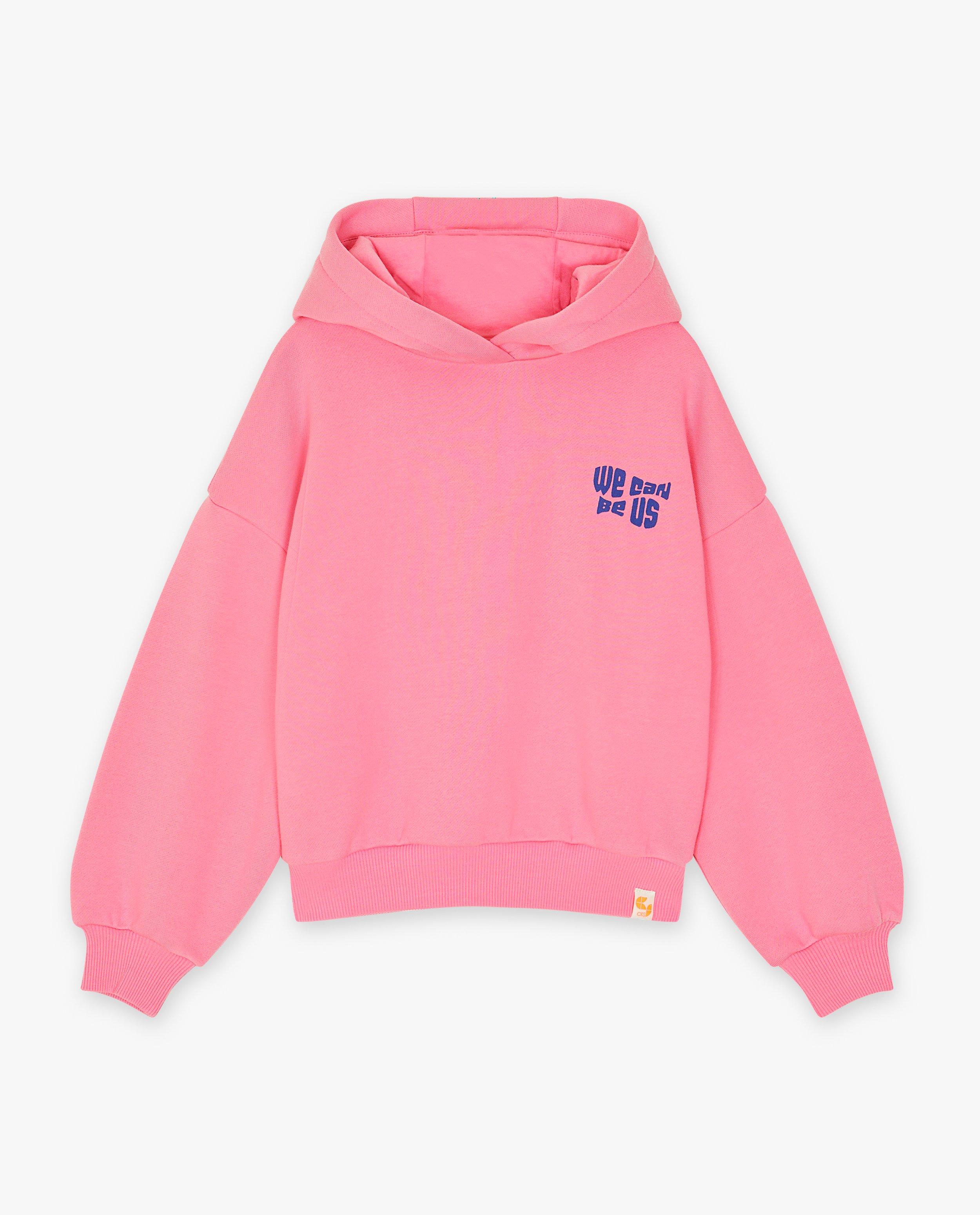 Sweaters - Roze hoodie met opschrift
