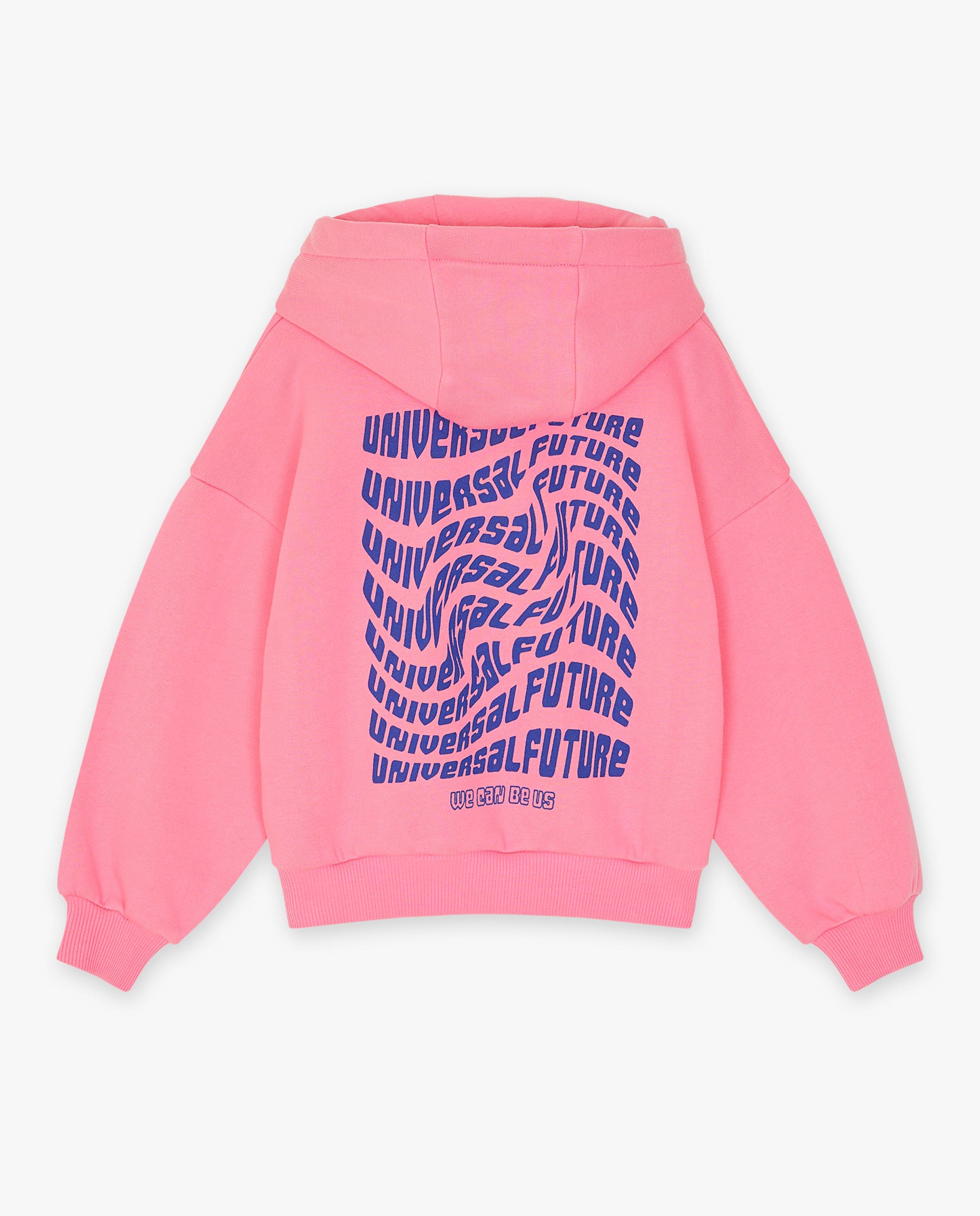 Sweaters - Roze hoodie met opschrift