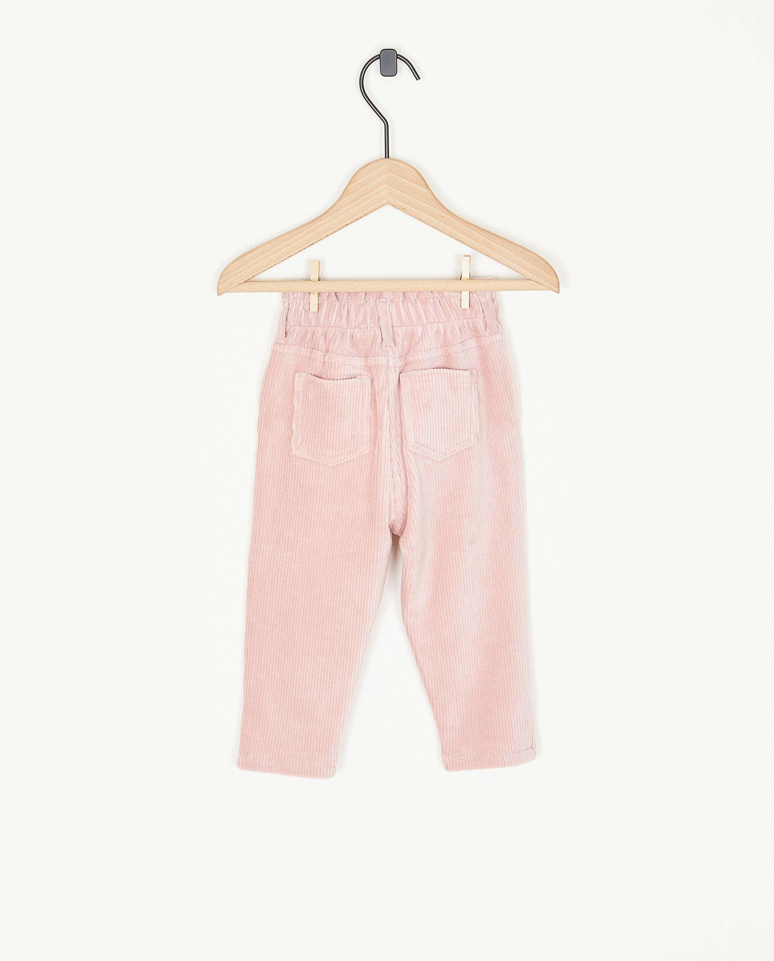 Pantalons - Pantalon rose en velours côtelé