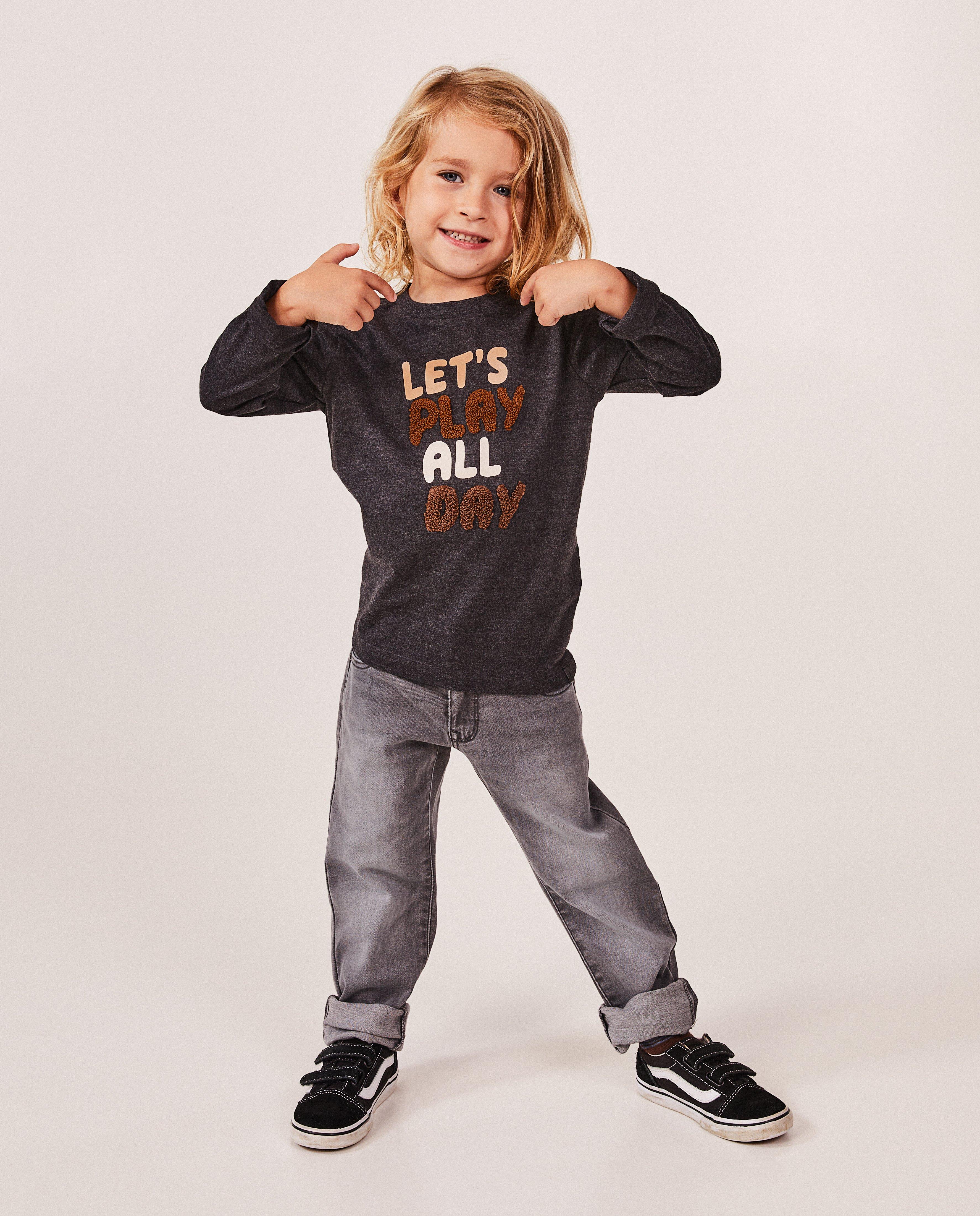 T-shirt à manches longues avec imprimé en fil bouclette - null - Kidz Nation