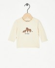 T-shirt beige à manches longues à imprimé de lion - null - Newborn 50-68