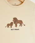 T-shirts - T-shirt beige à manches longues à imprimé de lion