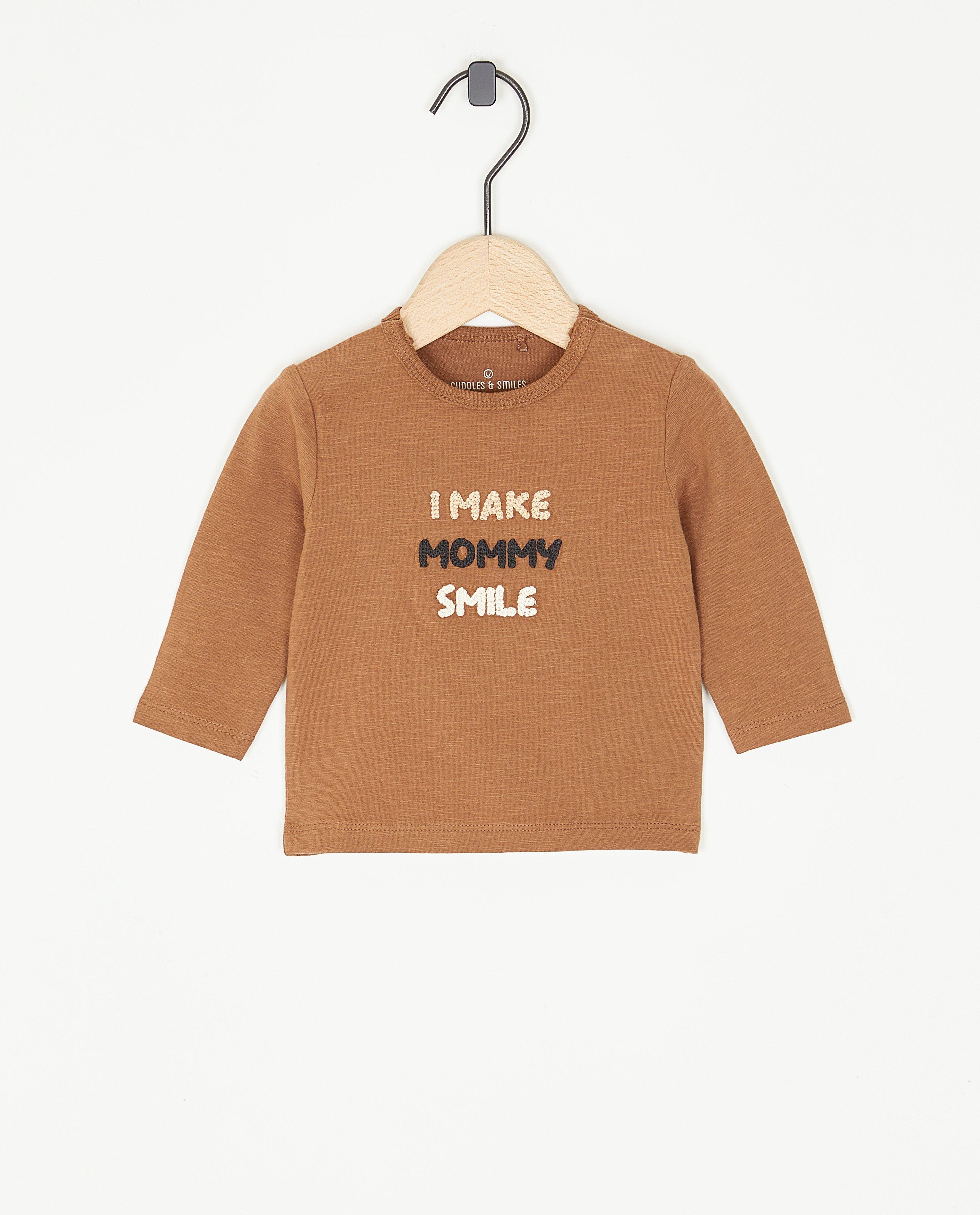 Bruine longsleeve met opschrift - null - Newborn 50-68