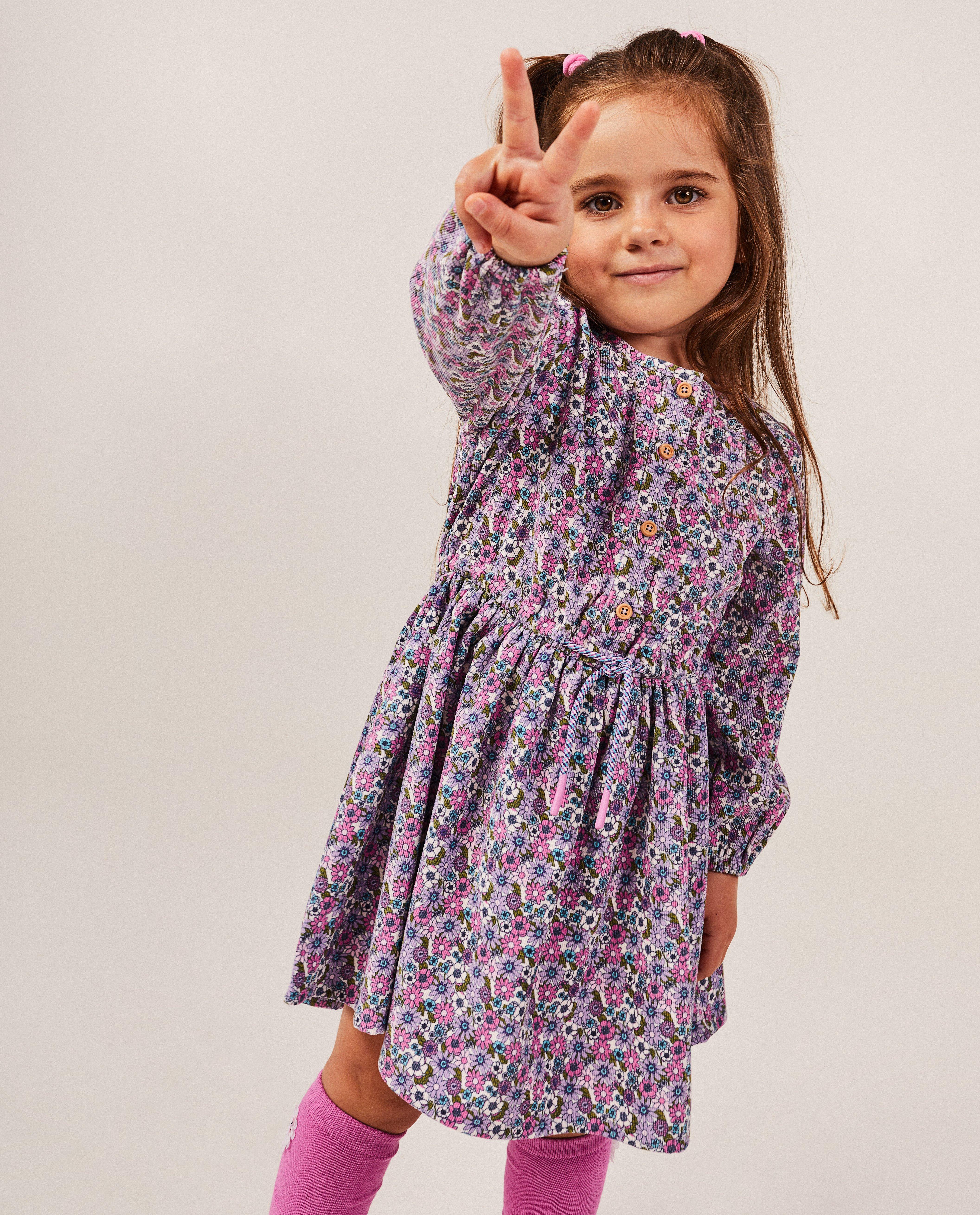 Robes - Robe fleurie côtelée