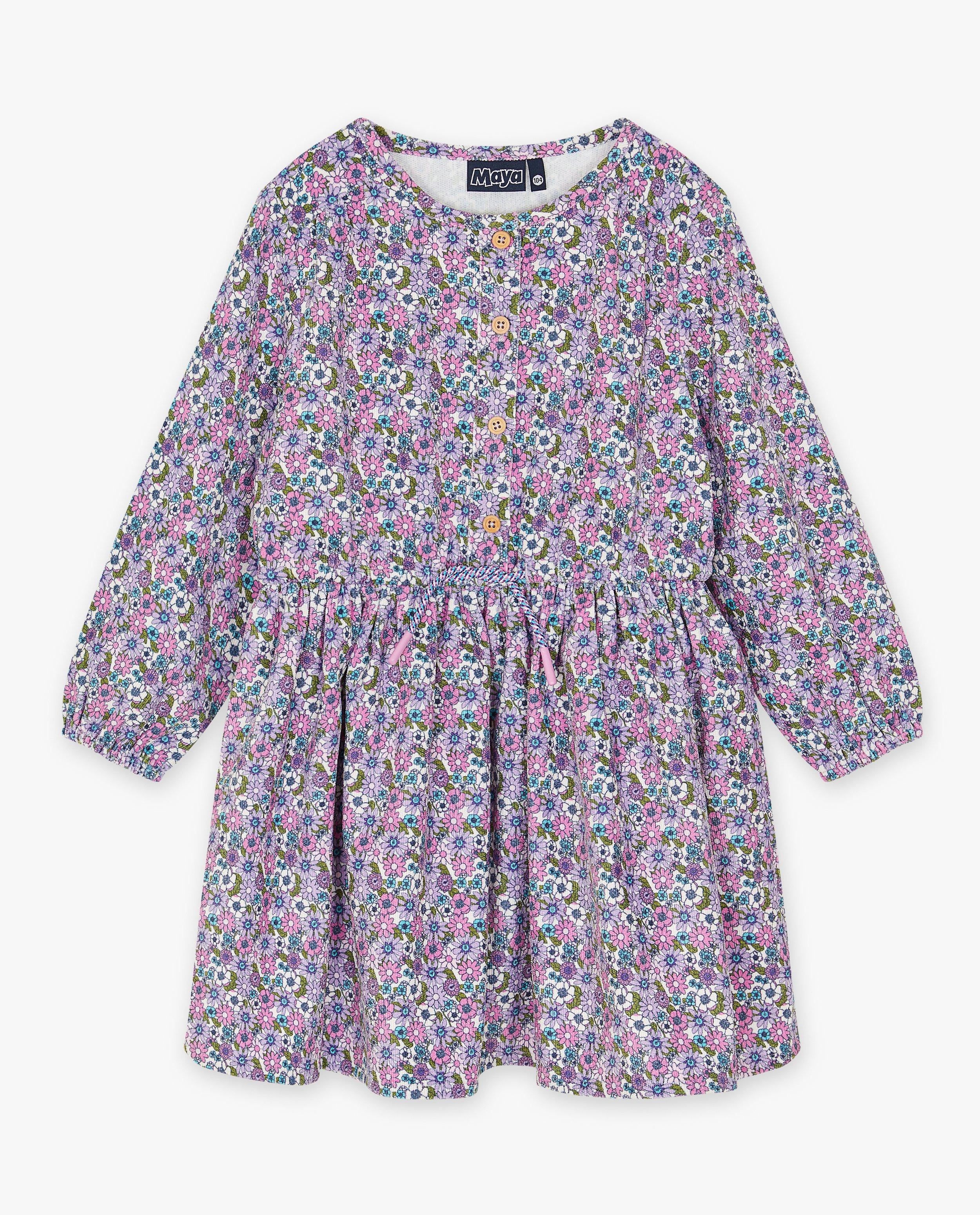 Robes - Robe fleurie côtelée