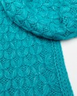 Breigoed - Blauwe sjaal met gebreid patroon