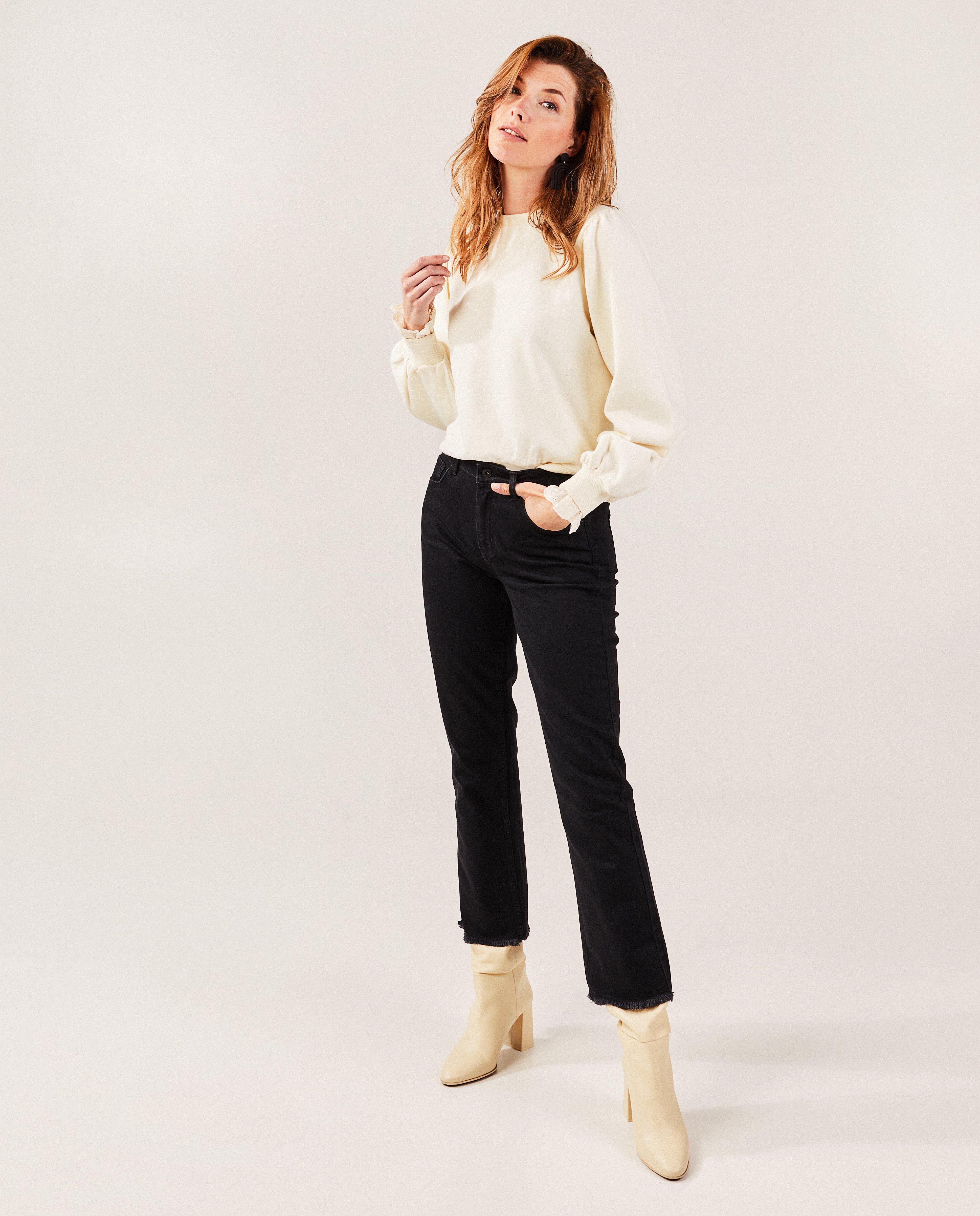 Jeans noir, coupe cropped flare - null - Sora