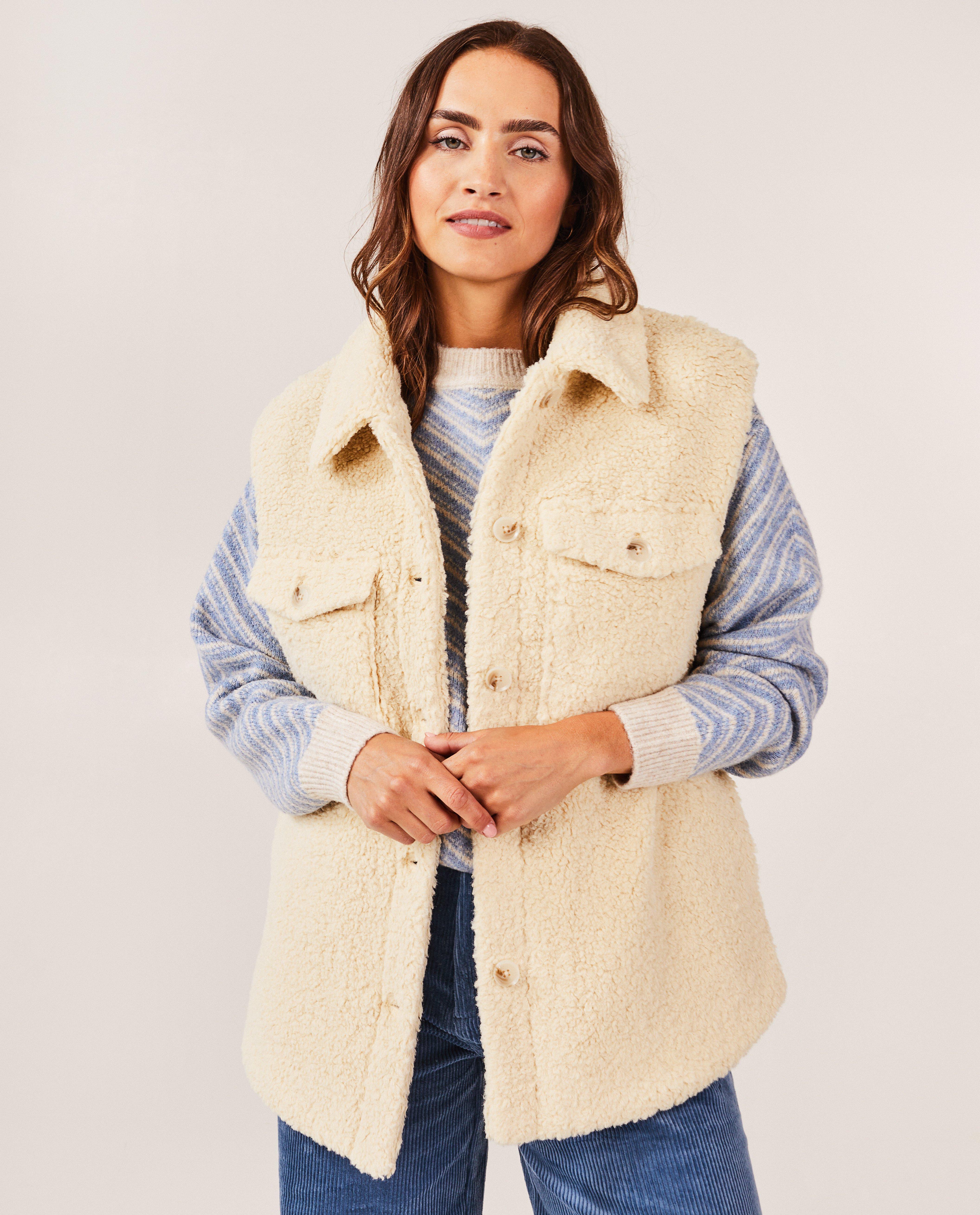 Blazers - Veste beige en peluche, femmes