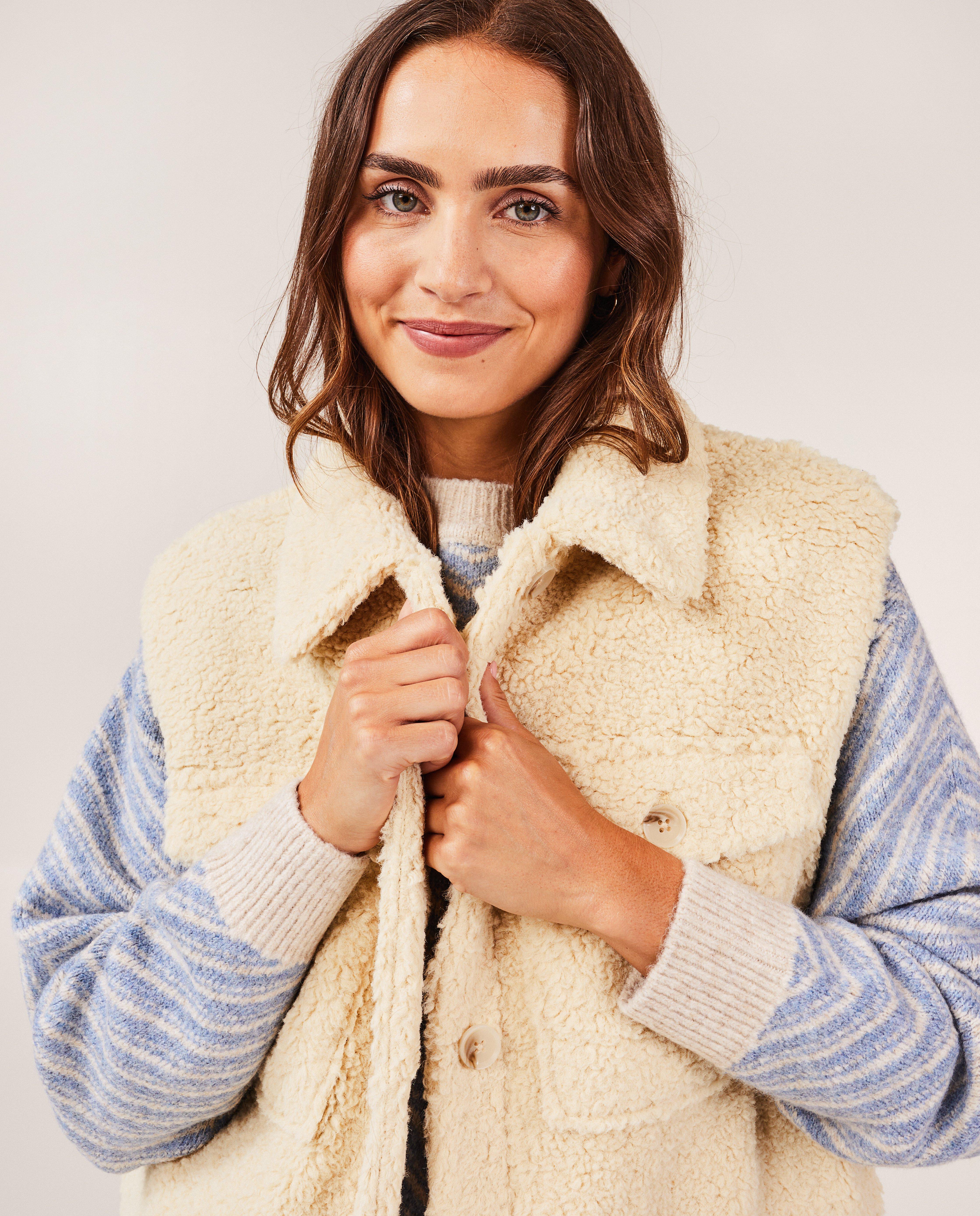 Blazers - Veste beige en peluche, femmes