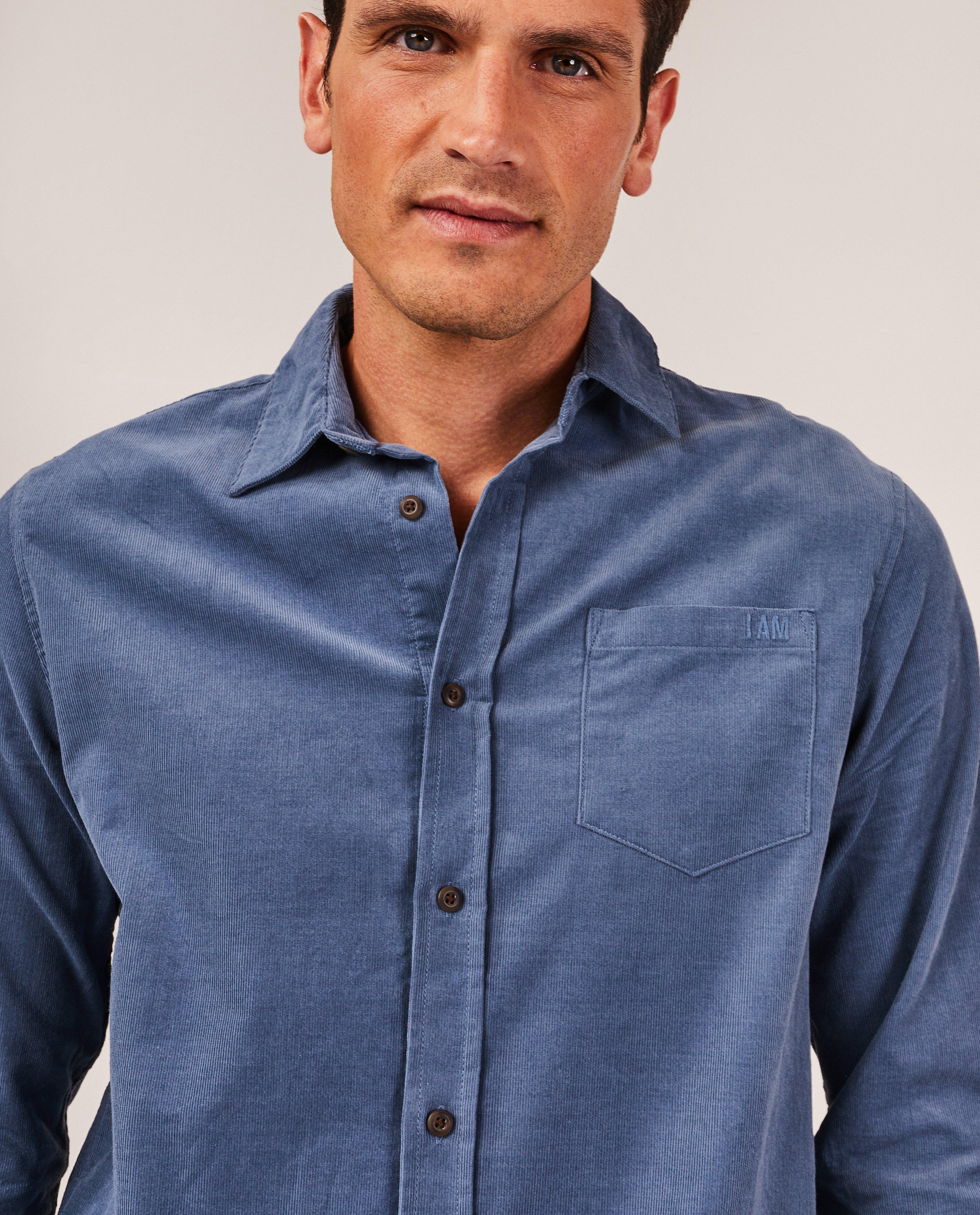 Hemden - Blauw hemd, regular fit, heren