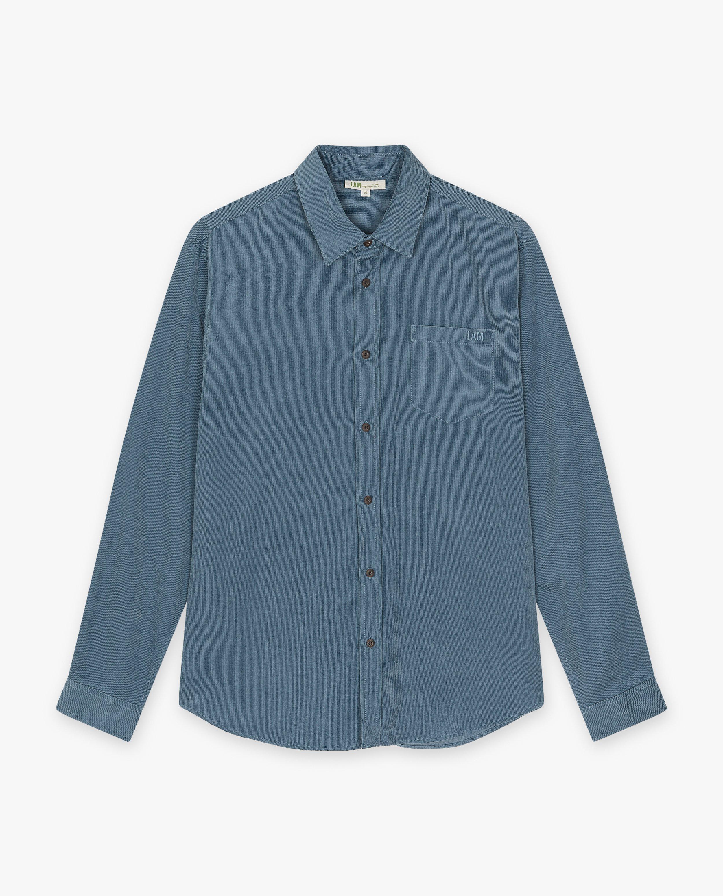 Hemden - Blauw hemd, regular fit, heren