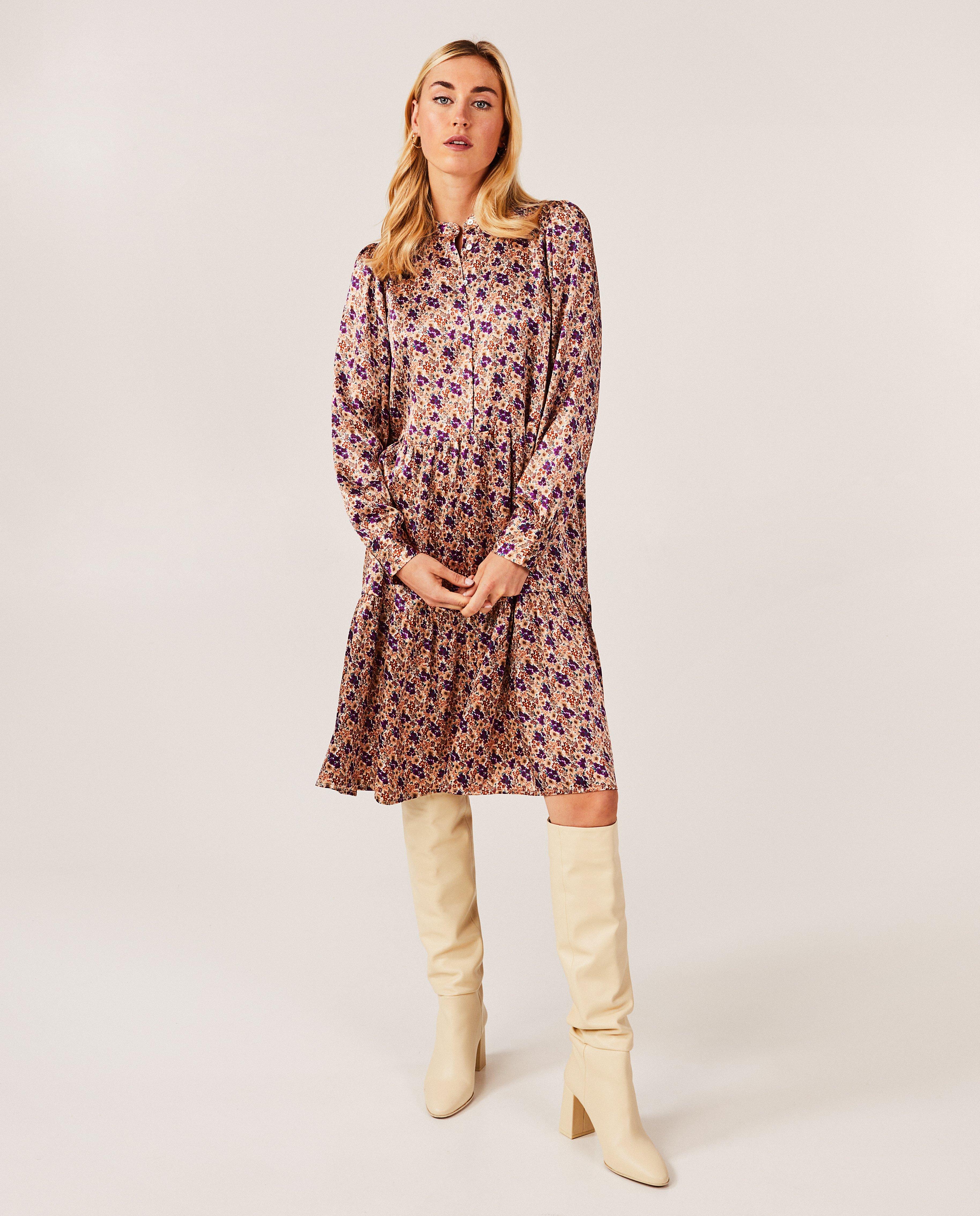 Robes - Robe fleurie en satin