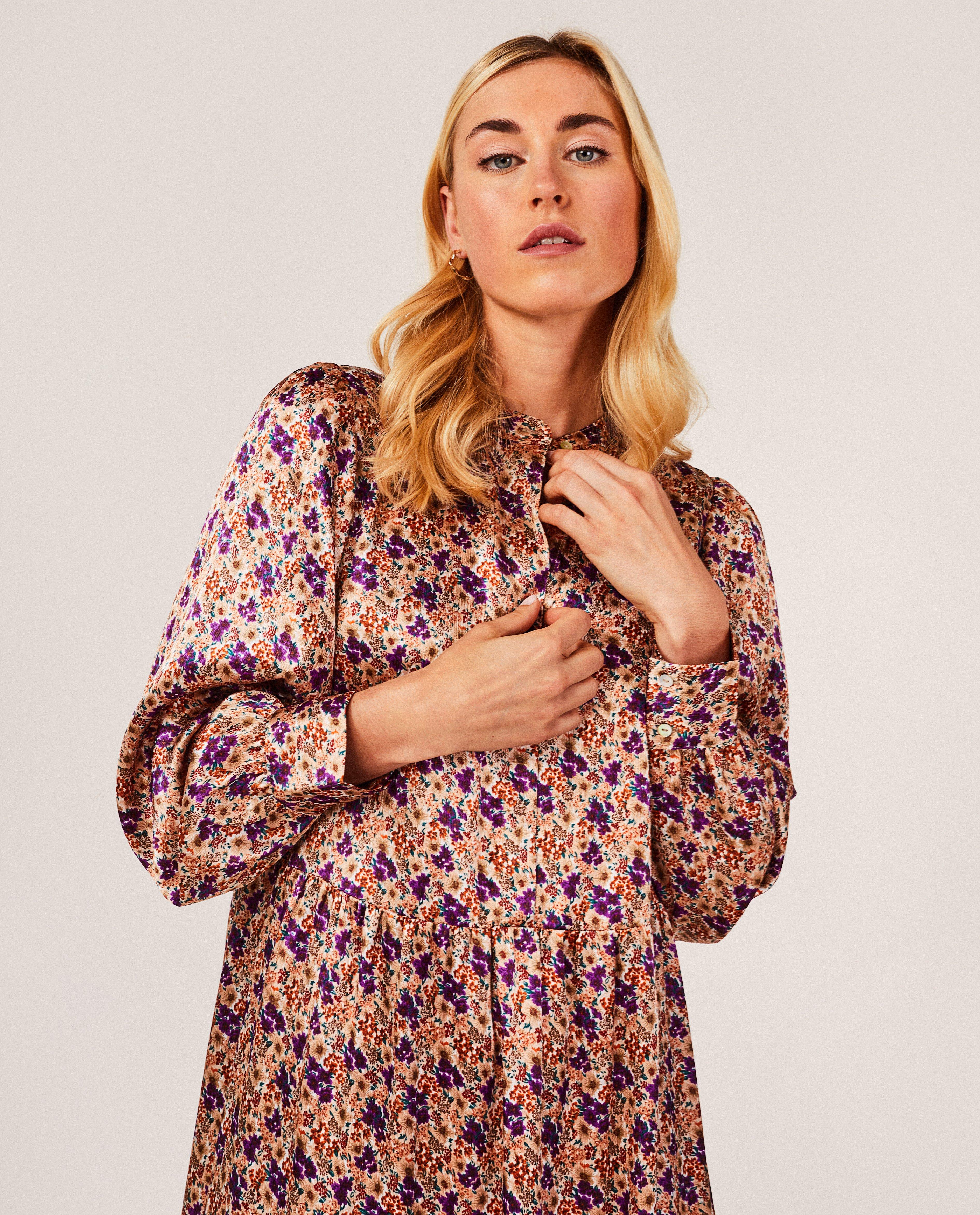 Robes - Robe fleurie en satin