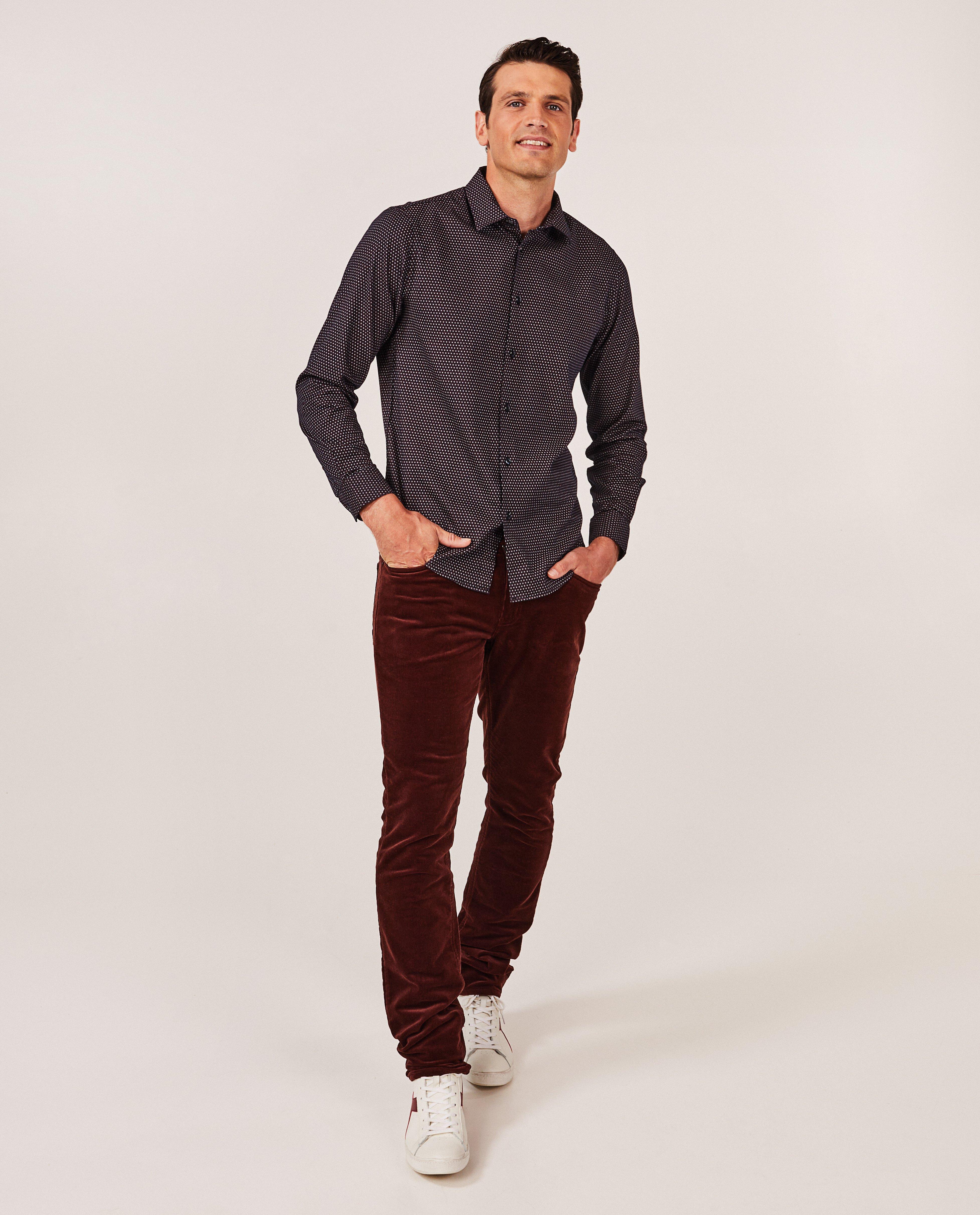Broeken - Donkerblauwe broek van ribfluweel