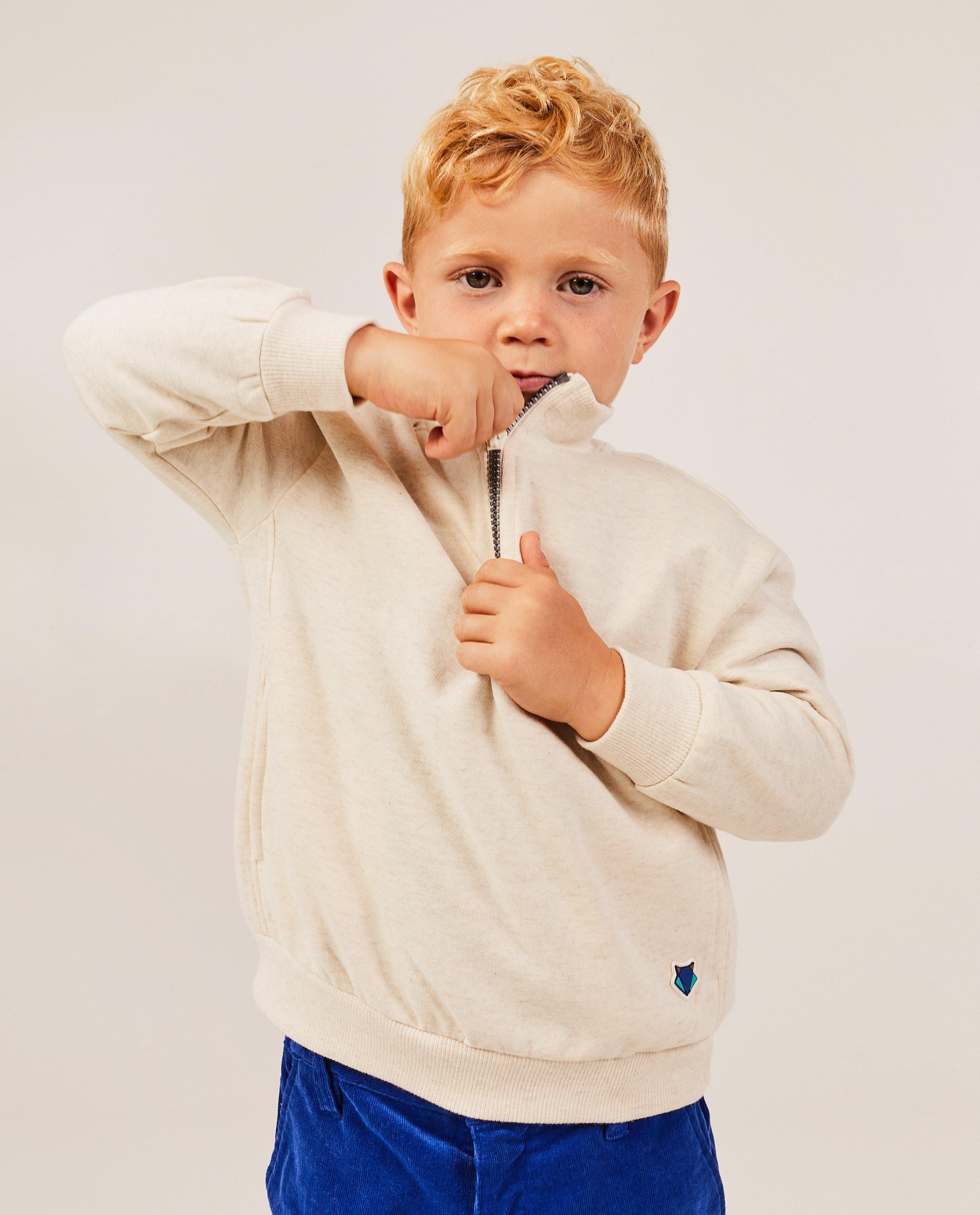 Sweats - Sweat beige avec une courte fermeture à glissière