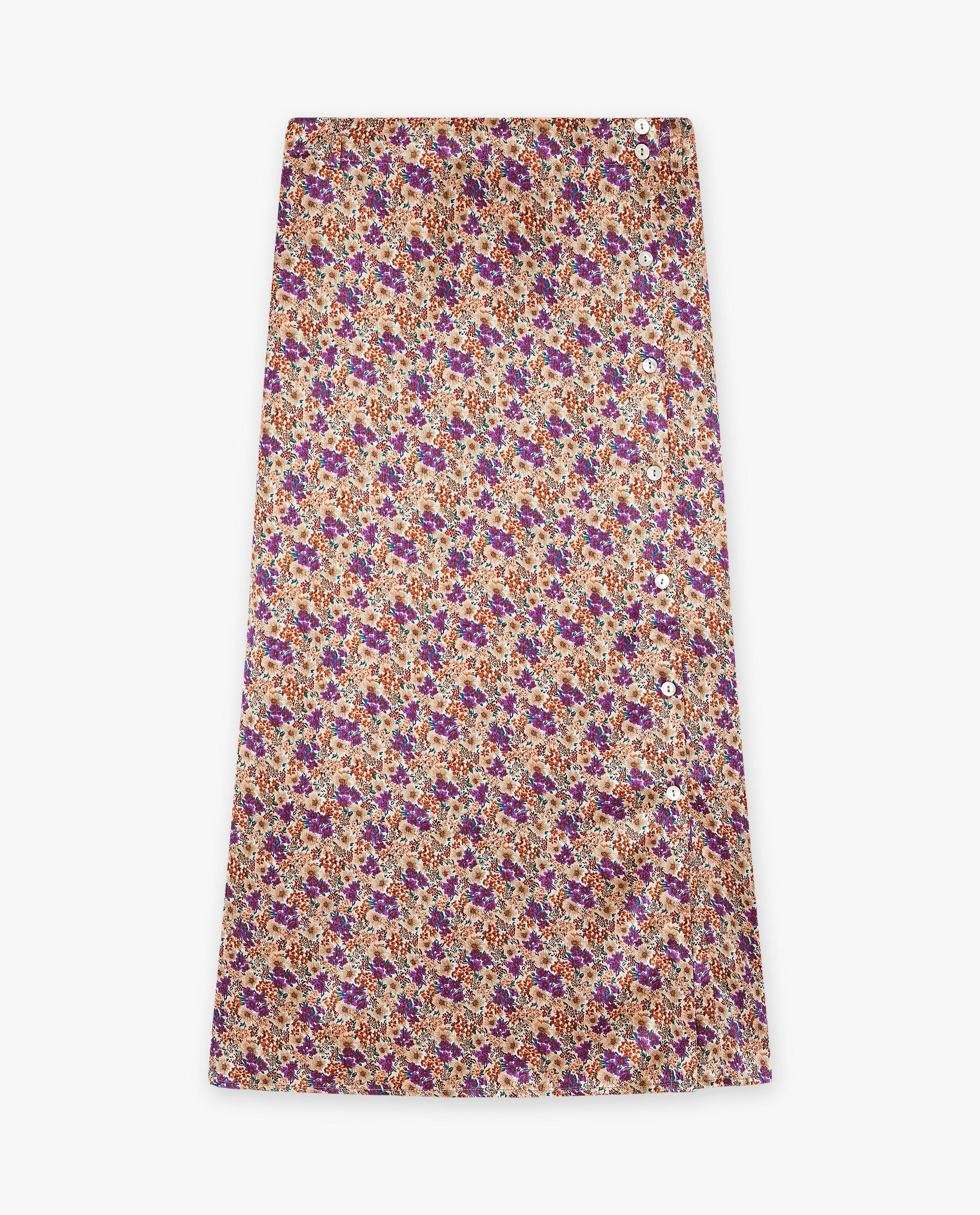Rokken - Satijnen rok met bloemenprint