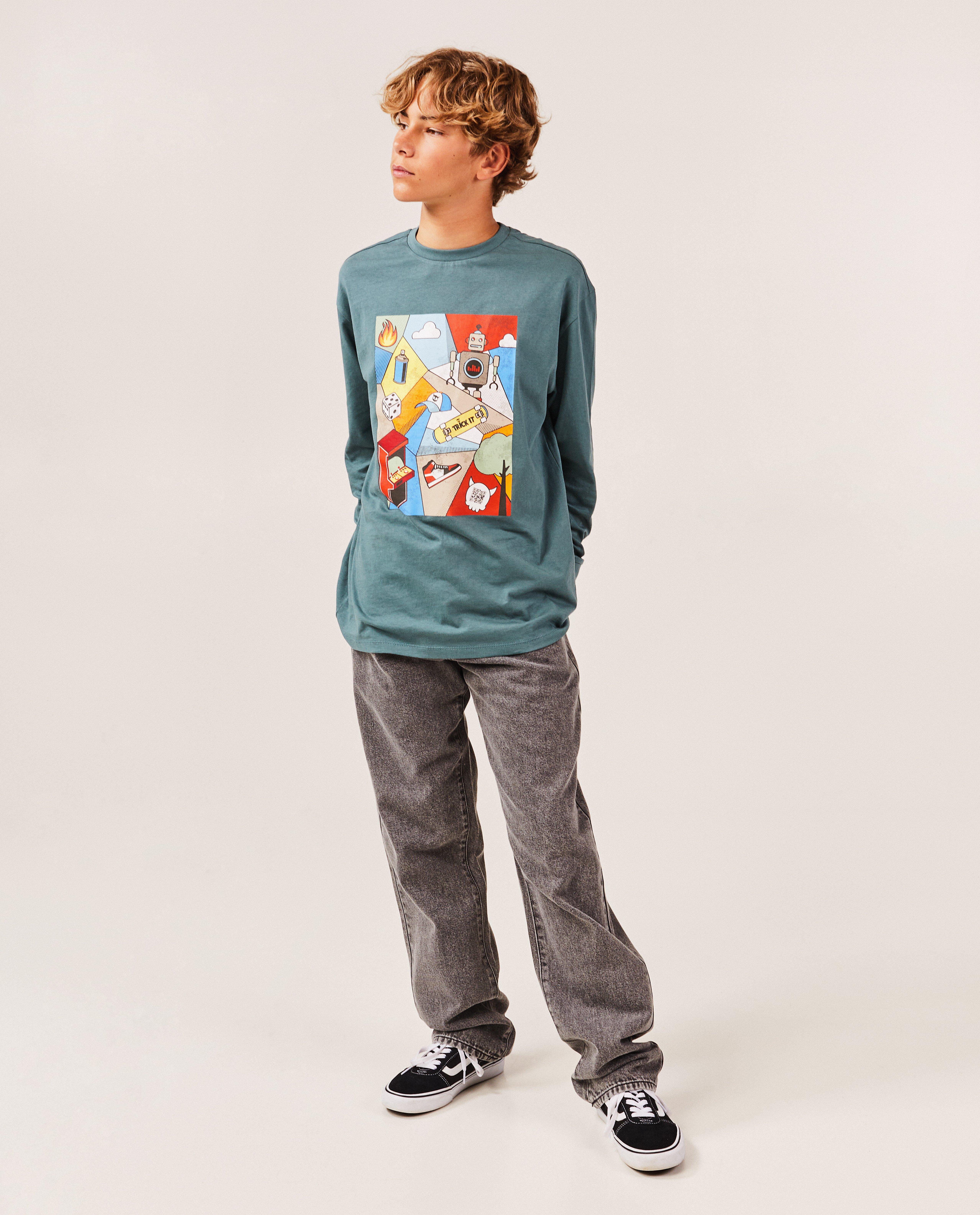 Groene longsleeve met print - null - Trick-it