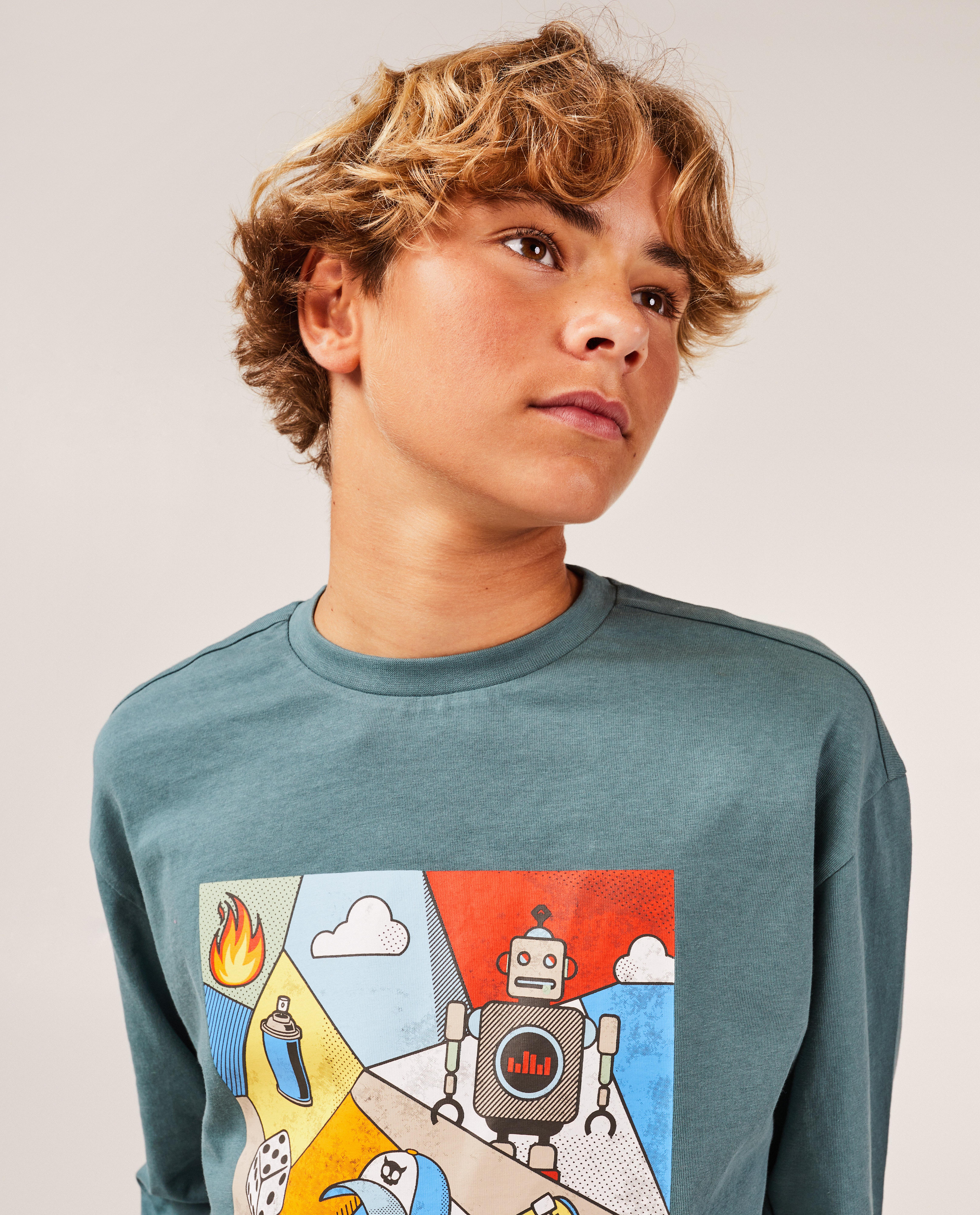 T-shirts - Groene longsleeve met print