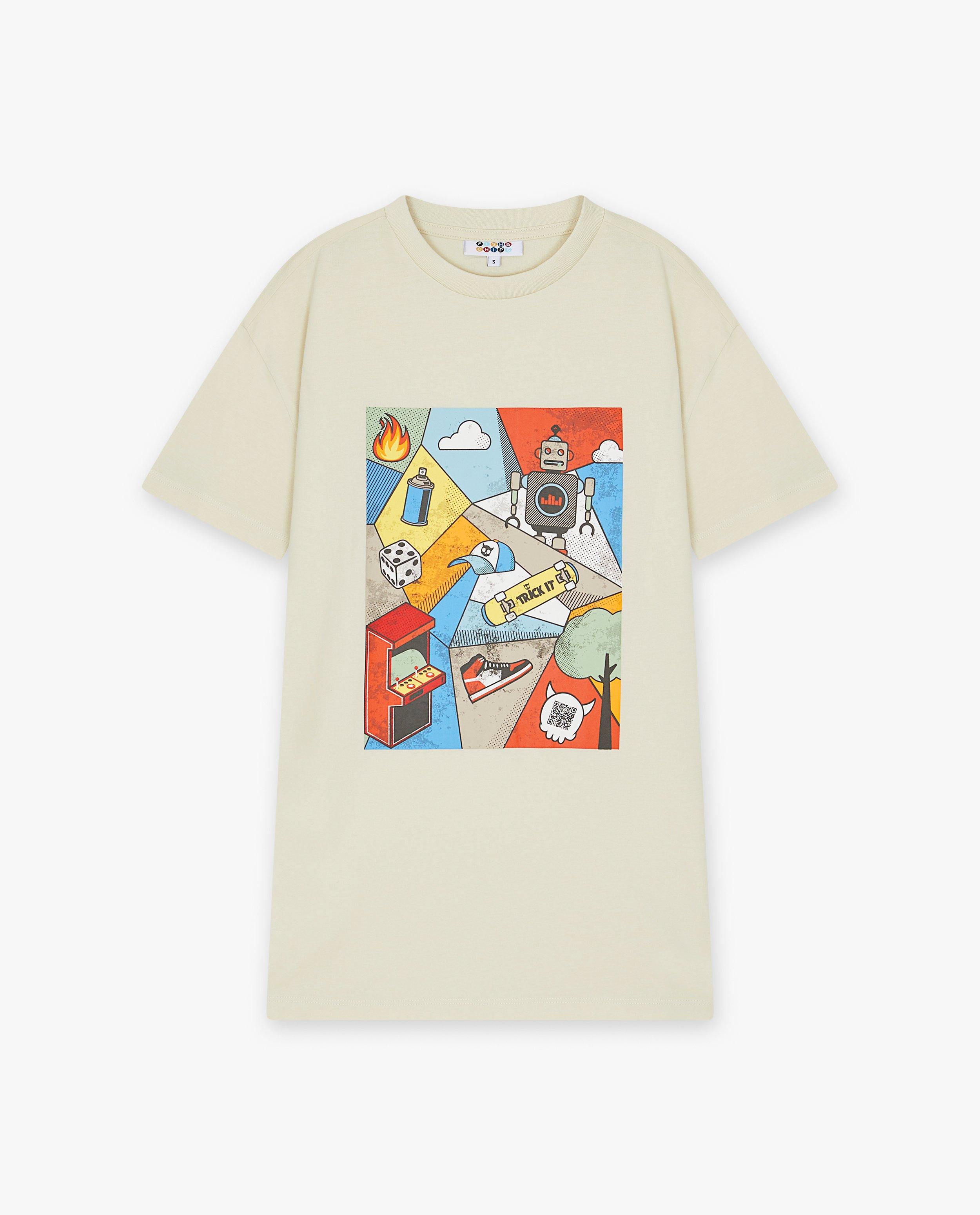 T-shirts - T-shirt beige à imprimé