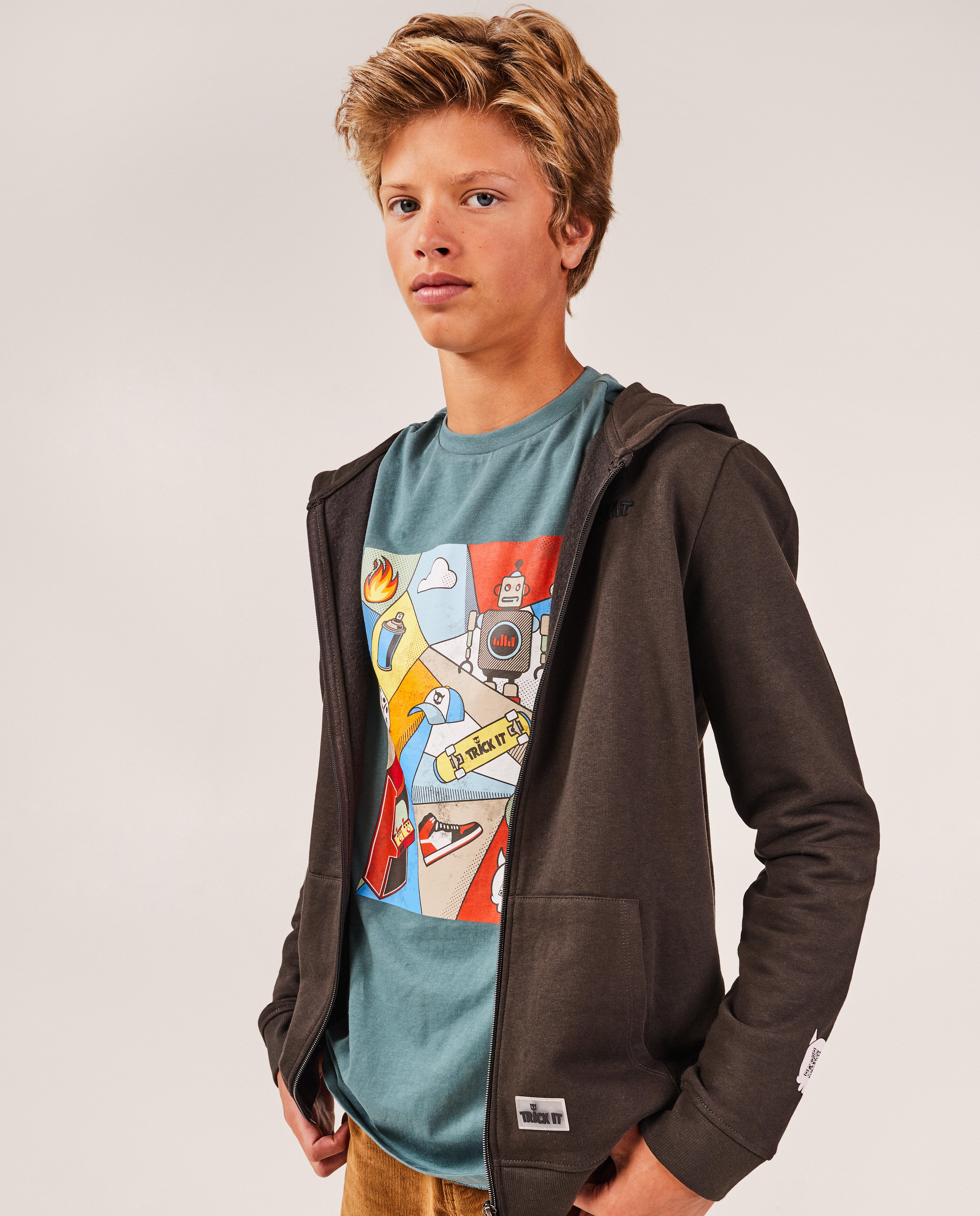 Cardigan - Sweatvest met opschrift in reliëf