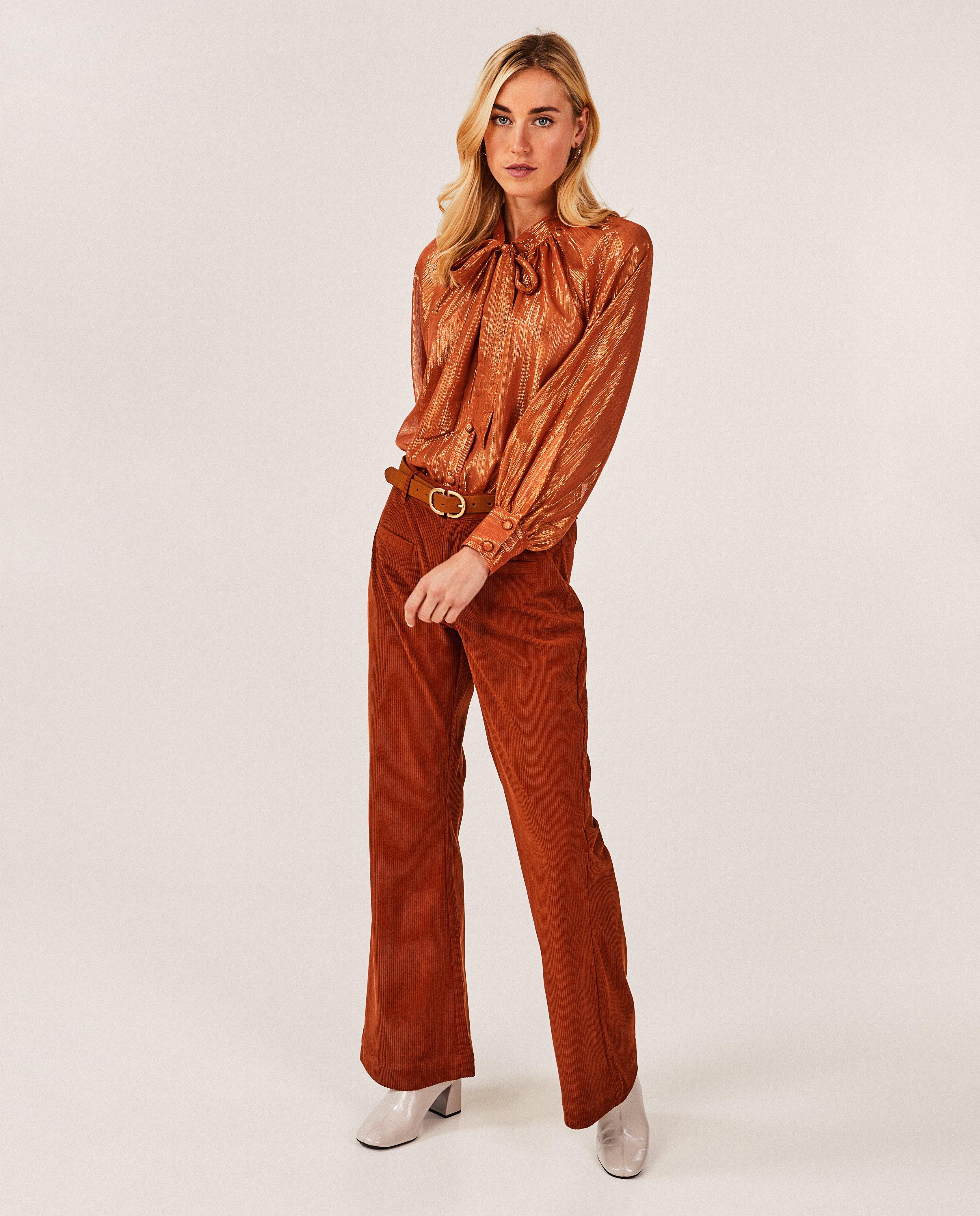 Bruine broek met rib - null - Sora