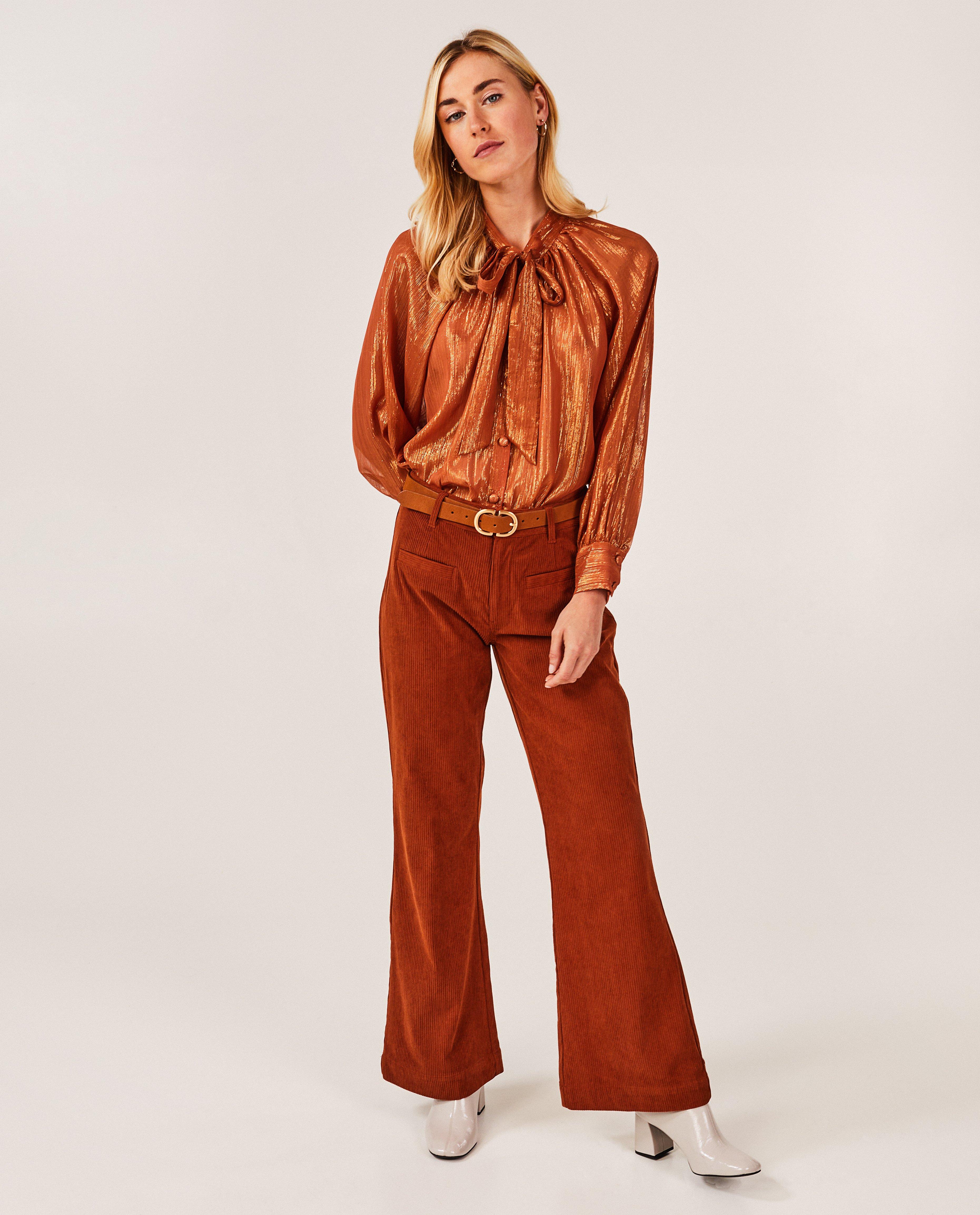 Broeken - Bruine broek met rib